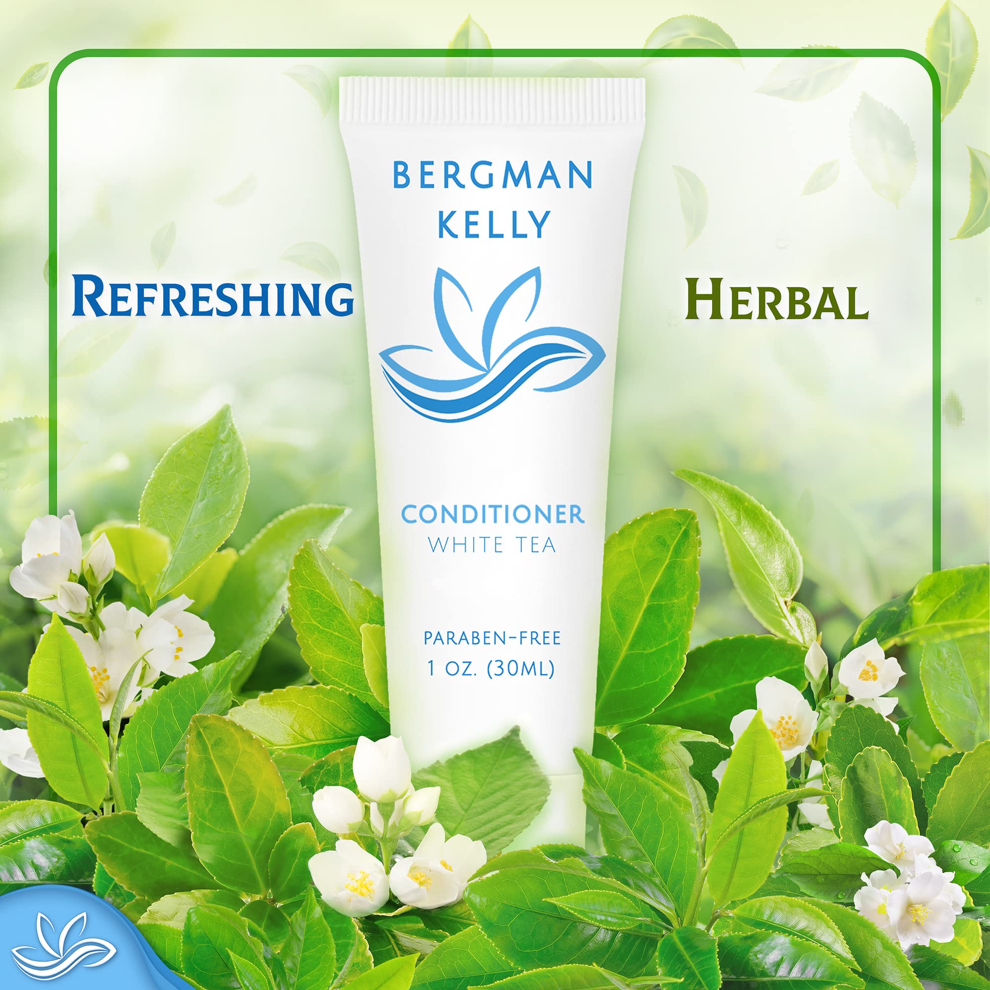 Bergman Kelly Travel Shampoo And Conditioner Set (1 Fl Oz, 100 Pieces, White Tea), Delight Your Guests With A Revitalizing And R