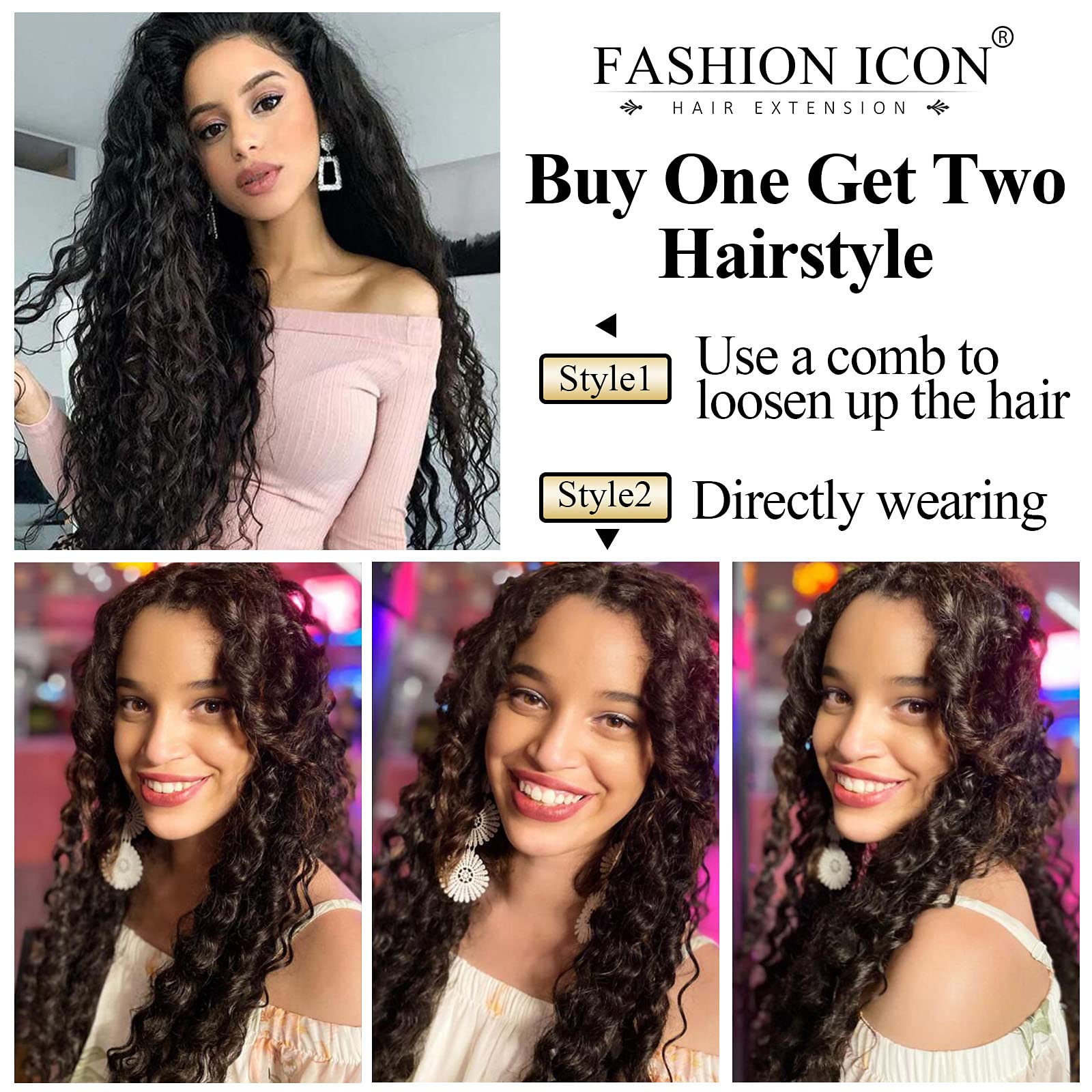 Clip In Hair Extensions Synthetic Hair Clip In 140G 7Pcs/Lot Japanese Heat Resistant Fiber Hairpieces Deep Wave/ Body Wave/Strai