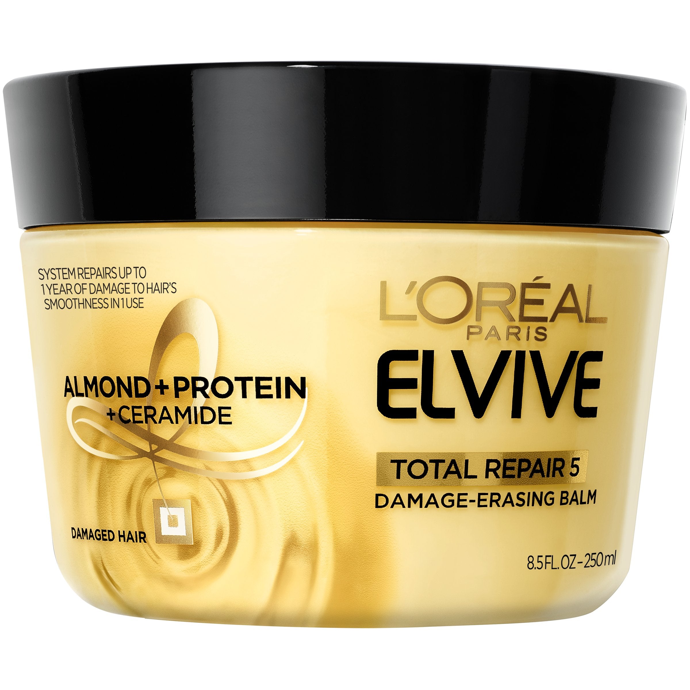 L'Oreal Paris Hair Expert Total Repair 5 Damage-Erasing Balm, Deeply repairs and reconstructs- dry, chemically treated hair, 8.5