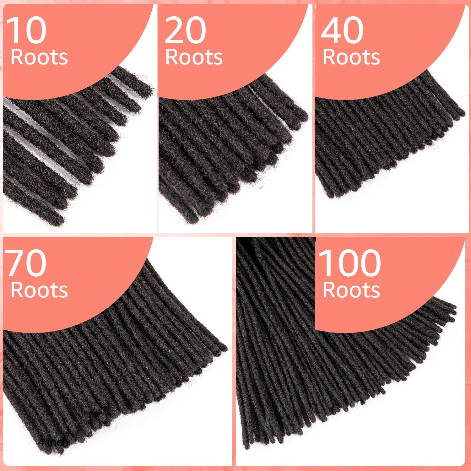 Teresa 12 Inch 0.6Cm Width Loc Extension Human Hair Natural Black 60 Strands Full Hand-Made Permanent Locs Extensions Can Be Dye