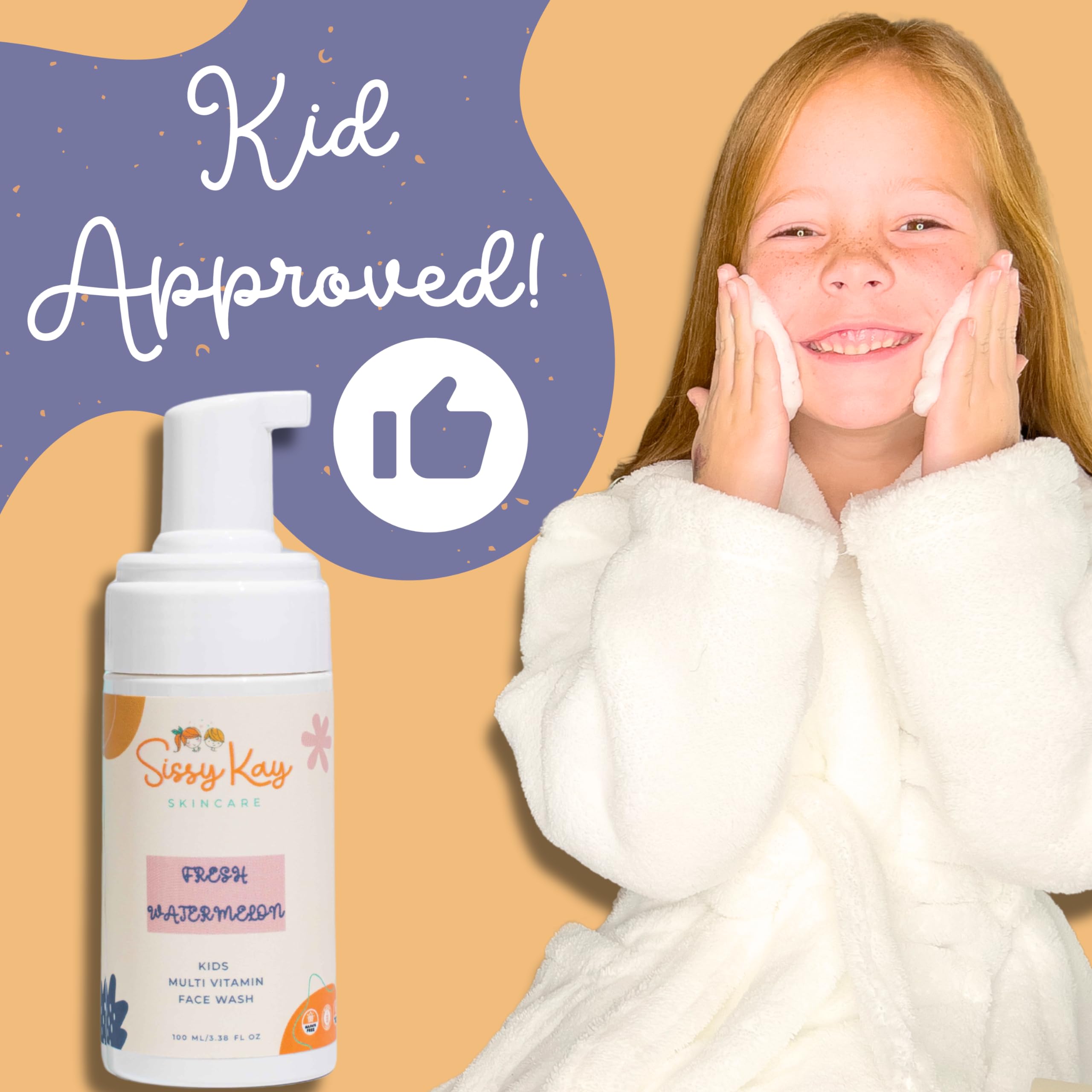 Sissy Kay Kids Face Wash - Foaming Face Wash For Kids - Gentle Skin Care - Natural Face Cleanser With Vitamin C & Vitamin E - Fo