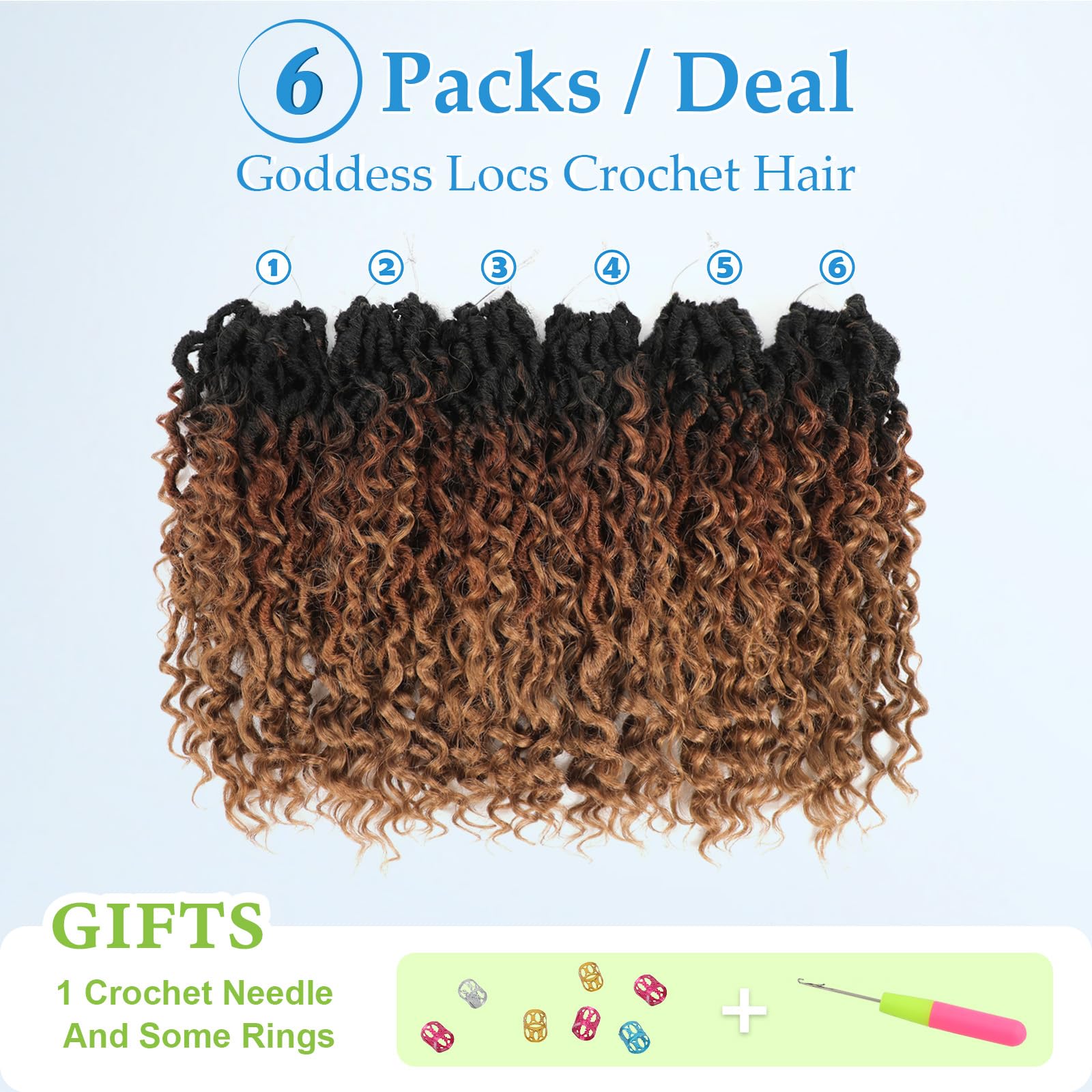 Forevery Goddess Locs Crochet Hair 14 Inch Goddess Faux Locs Crochet Hair For Black Women 6 Packs Boho Crochet Locs With Curly E