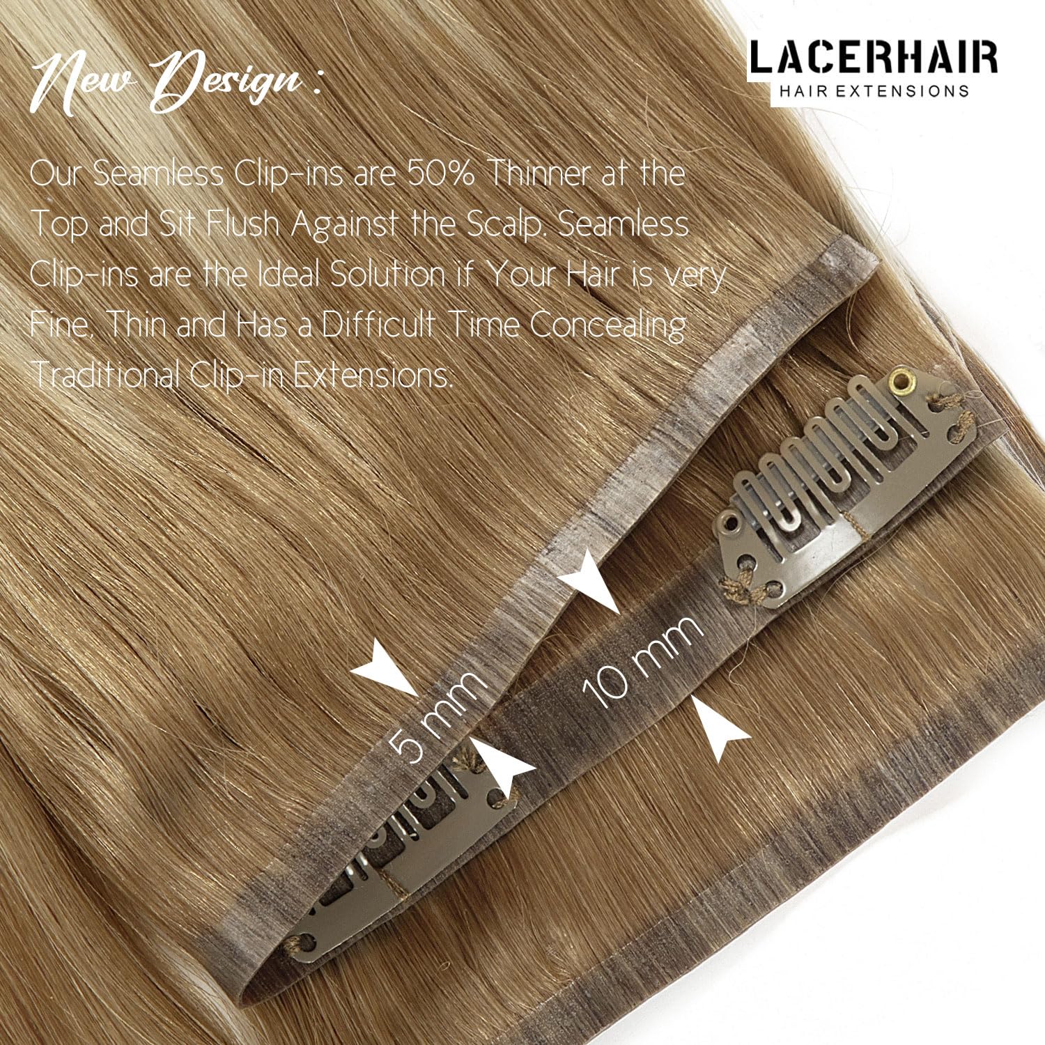 Lacer Hair Extensions Clip In Human Hair Ombre B#8/60 Light Brown Fading To Platinum Blonde Color Clip In Hair Extensions Human