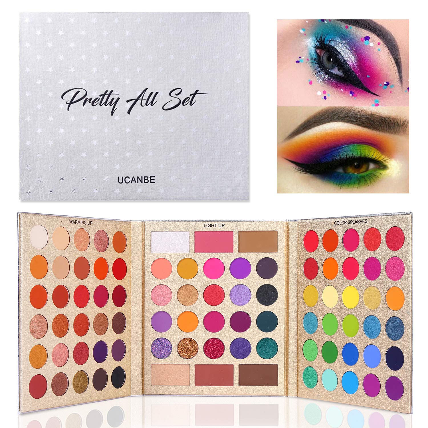 UCANBE 86 Colors Eyeshadow Palette with 15pcs Makeup Brushes Set - Colorful, Matte & Glitter, Long Lasting, Highly Pigmented