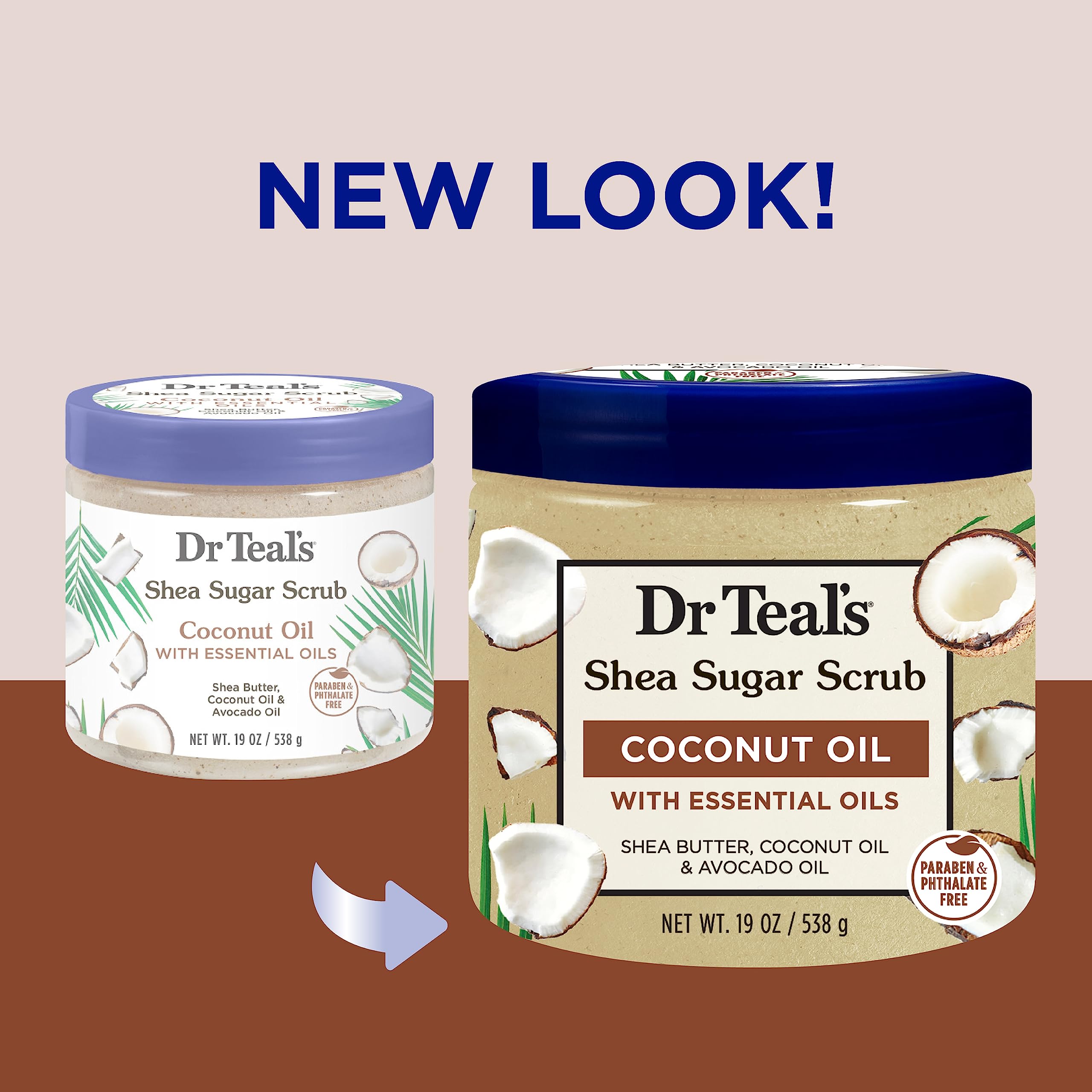 Dr Teal's Shea Sugar Body Scrub, Coconut Oil with Essential Oils, 19 oz (Pack of 3)