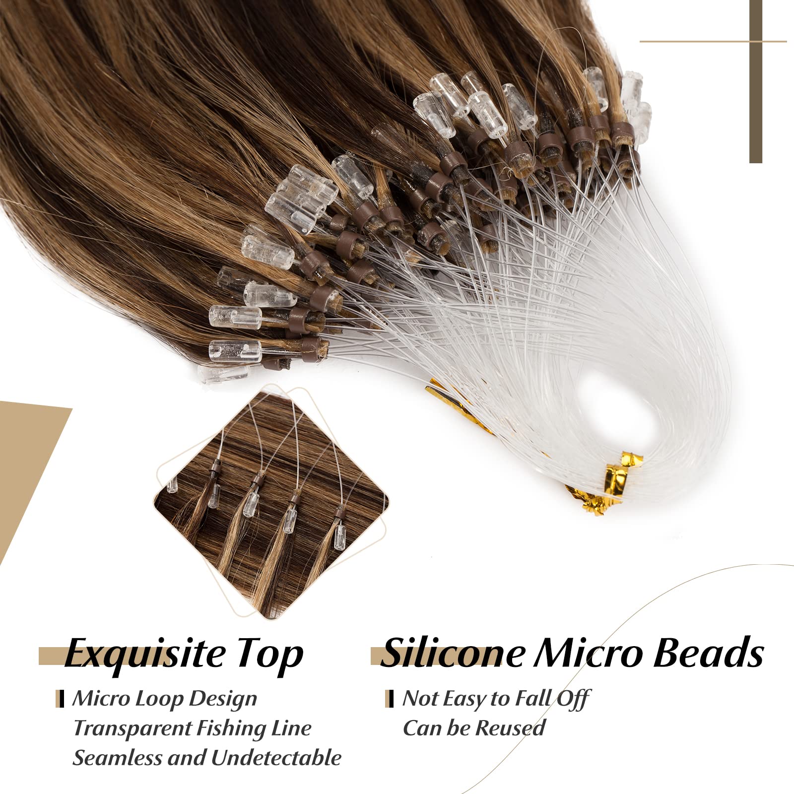 Sego Micro Beads Hair Extensions Human Hair 16 Inch Medium Brown And Dark Blonde Micro Loop Human Hair Extensions Natural Straig
