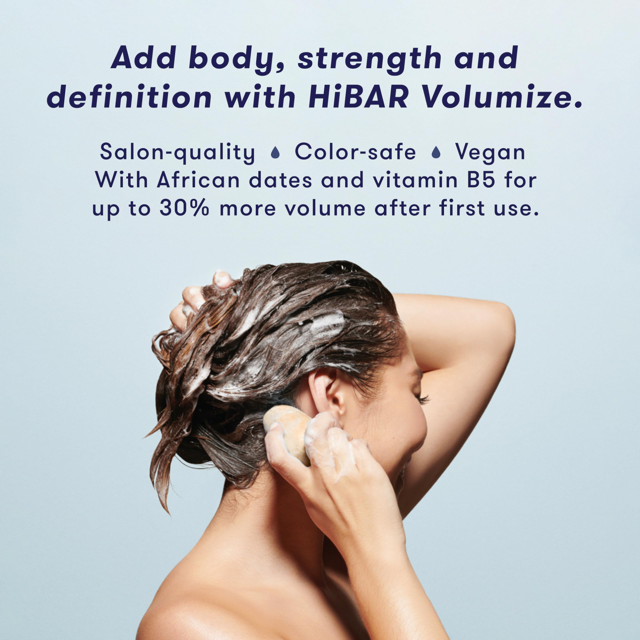 HiBAR - Volumize Shampoo & Conditioner Set - For Fine, Flat Hair - Add Body, Definition & Volume - African Dates & Vitamin B5 -