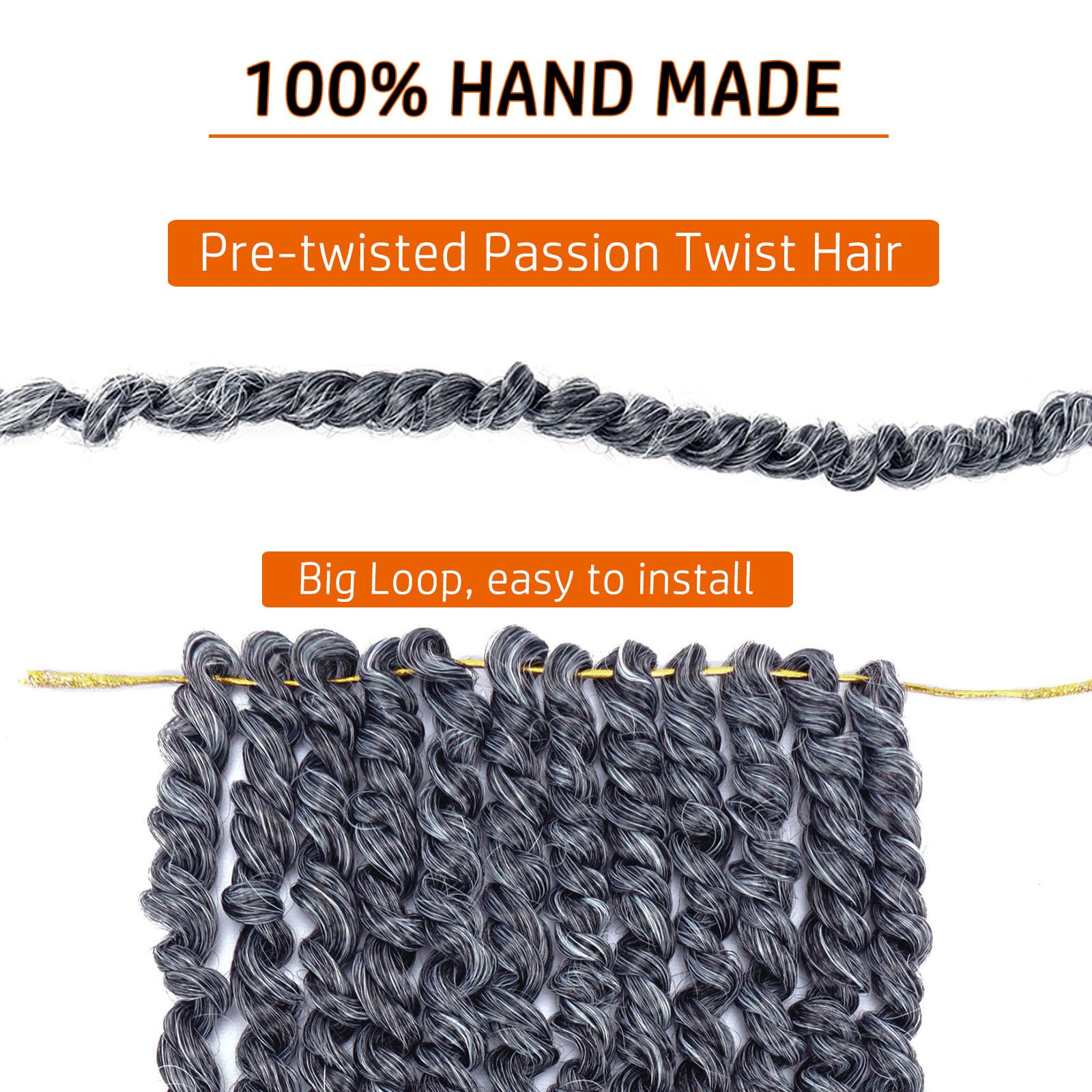 Pre-Twisted Passion Twist Hair 10 Inch 8 Packs Short Passion Twist Crochet Hair Pre-Looped Crochet Braids For Women Kids Gray Pa