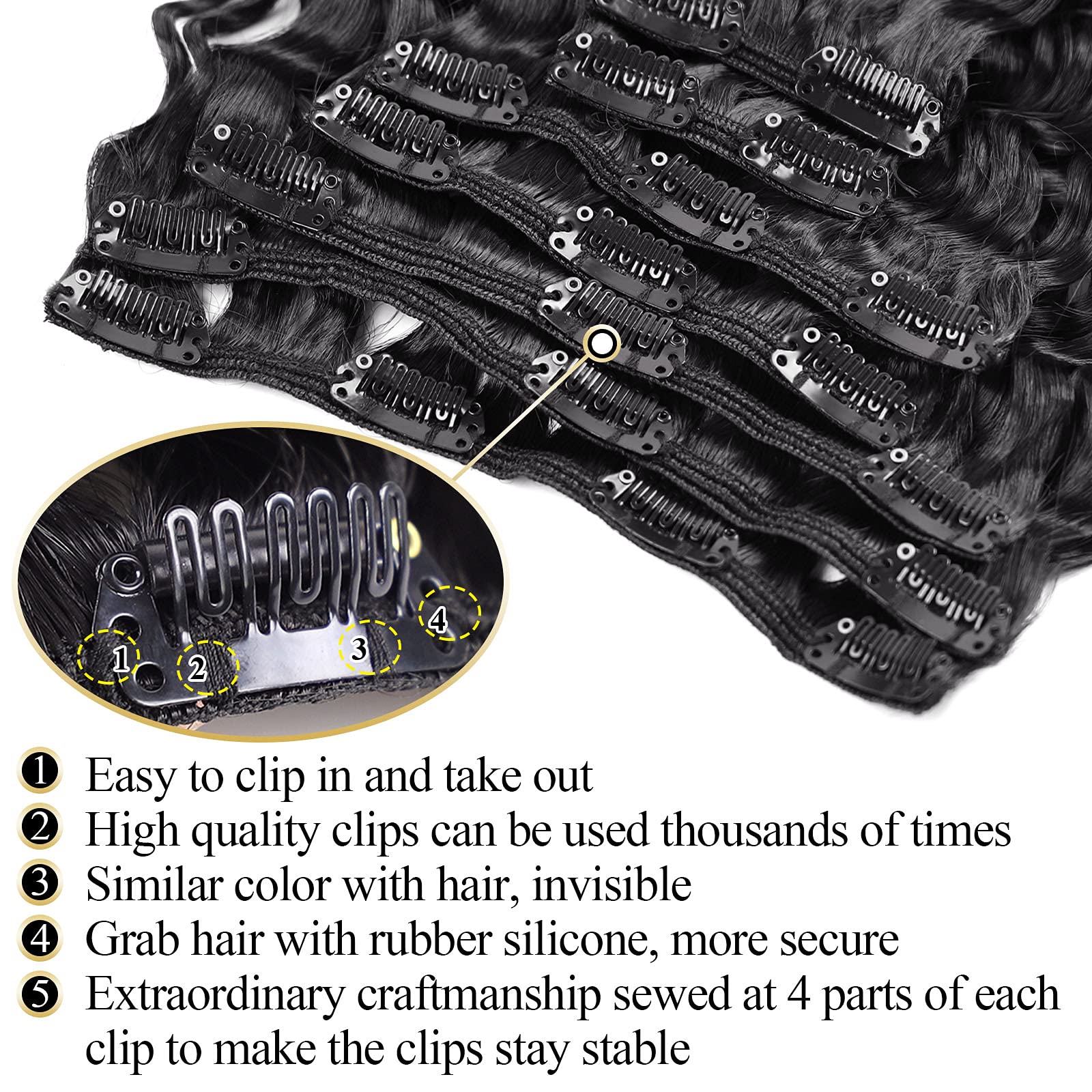 Clip In Hair Extensions Synthetic Hair Clip In 140G 7Pcs/Lot Japanese Heat Resistant Fiber Hairpieces Deep Wave/ Body Wave/Strai