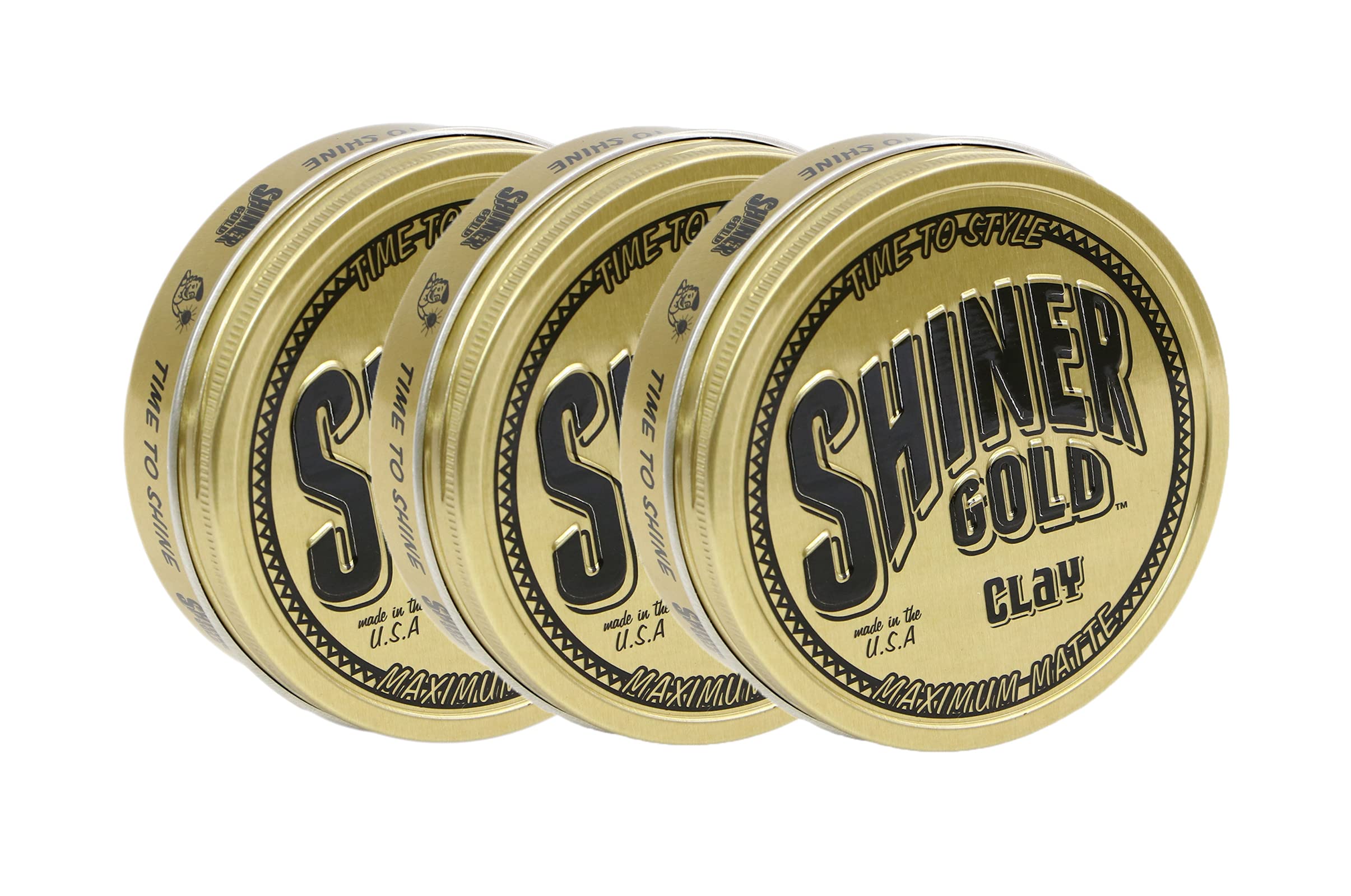 Shiner Gold Matte Clay Pomade  Strong Hold  Matte Finish  Water Based  Coconut Scent, 3.5oz Pack of 3