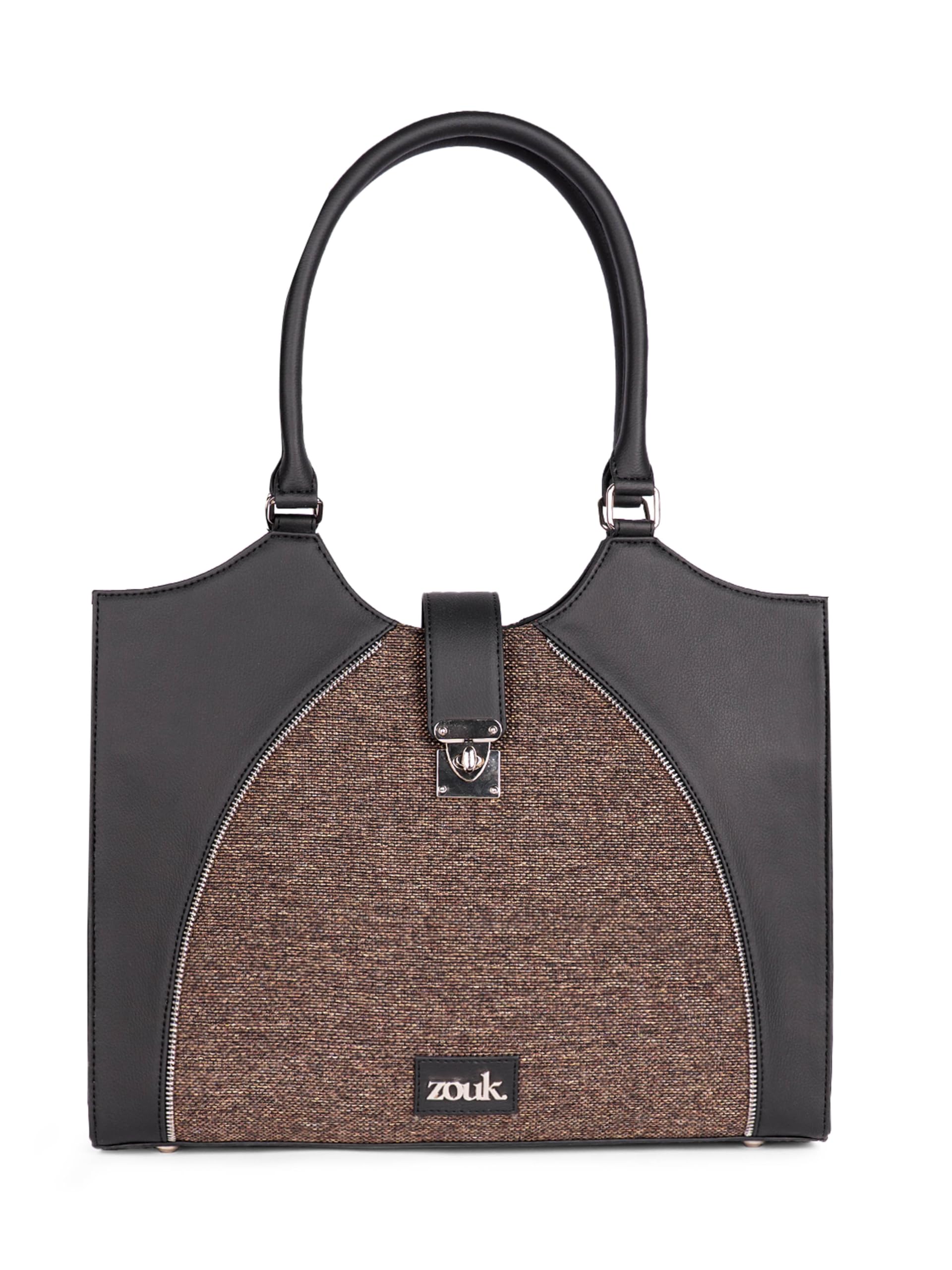 Zouk Harriet Office Bag For Women  Stylish Vegan Leather Laptop Bag With Buckle Detailing | Formal Work Bag With Ipad Compartme