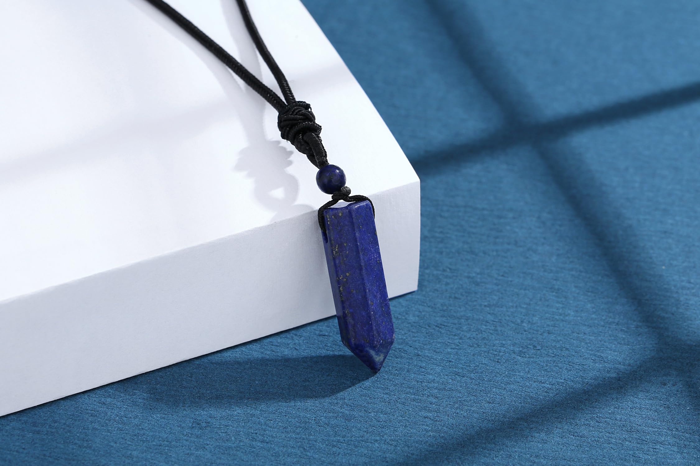 XIANNVXI Lapis Lazuli Necklace for Men Healing Crystal Necklace Men 's Necklaces Adjustable Rope Pendant Natural Gemstone Neckla