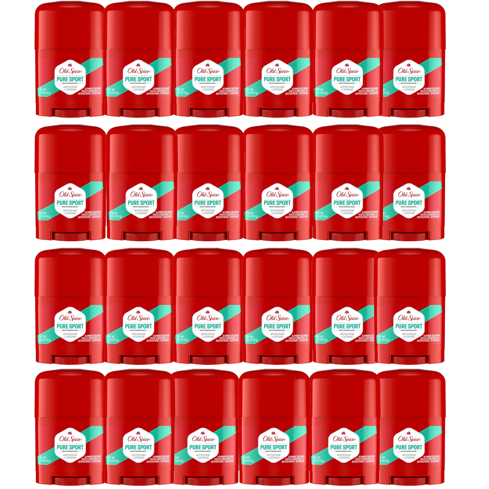 Old Spice High Endurance Anti-Perspirant Deodorant for Men, 48 Hour Protection, Pure Sport Scent, 0.5 Oz (Pack of 24)