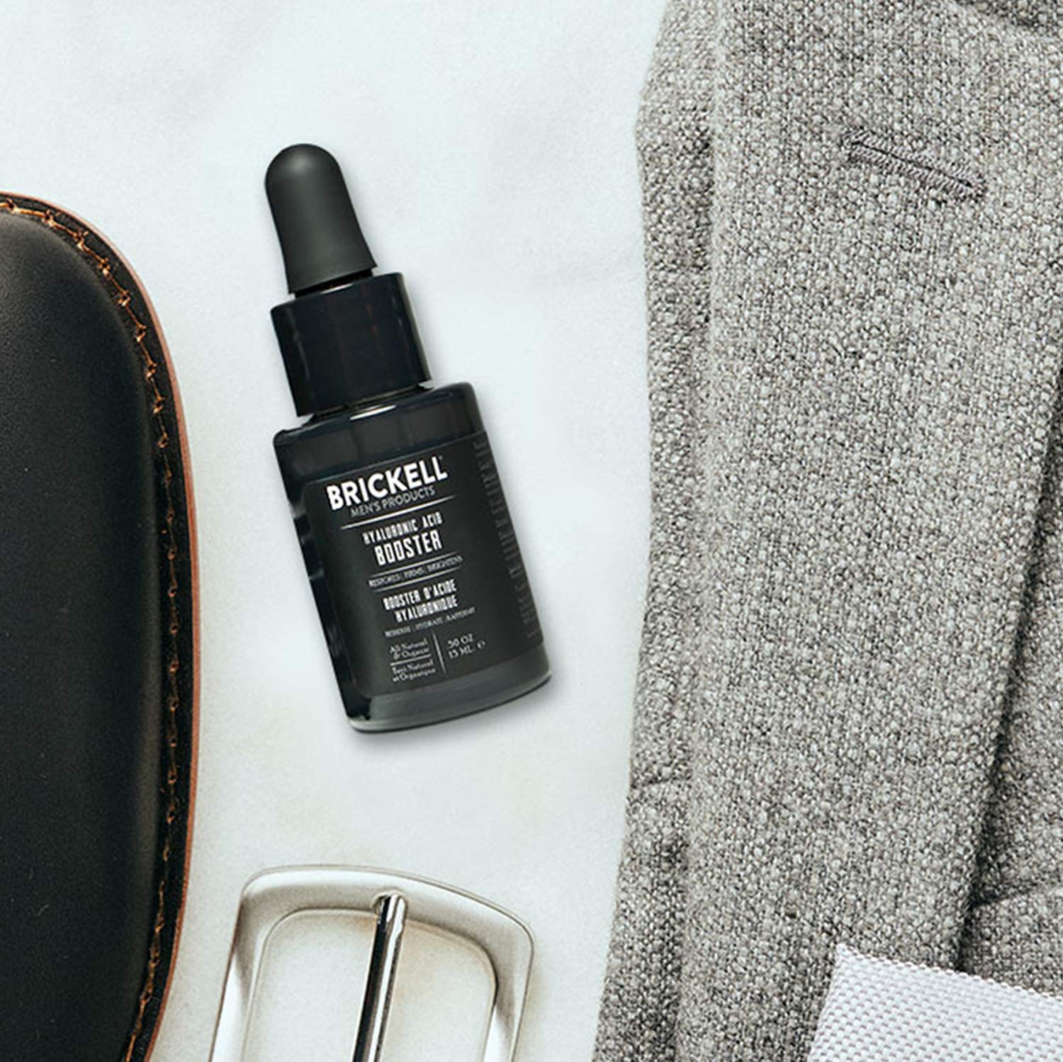 Brickell Men's Hyaluronic Acid Booster Serum for Men, Natural and Organic Hyaluronic Acid Booster for Face to Hydrate and Nouris