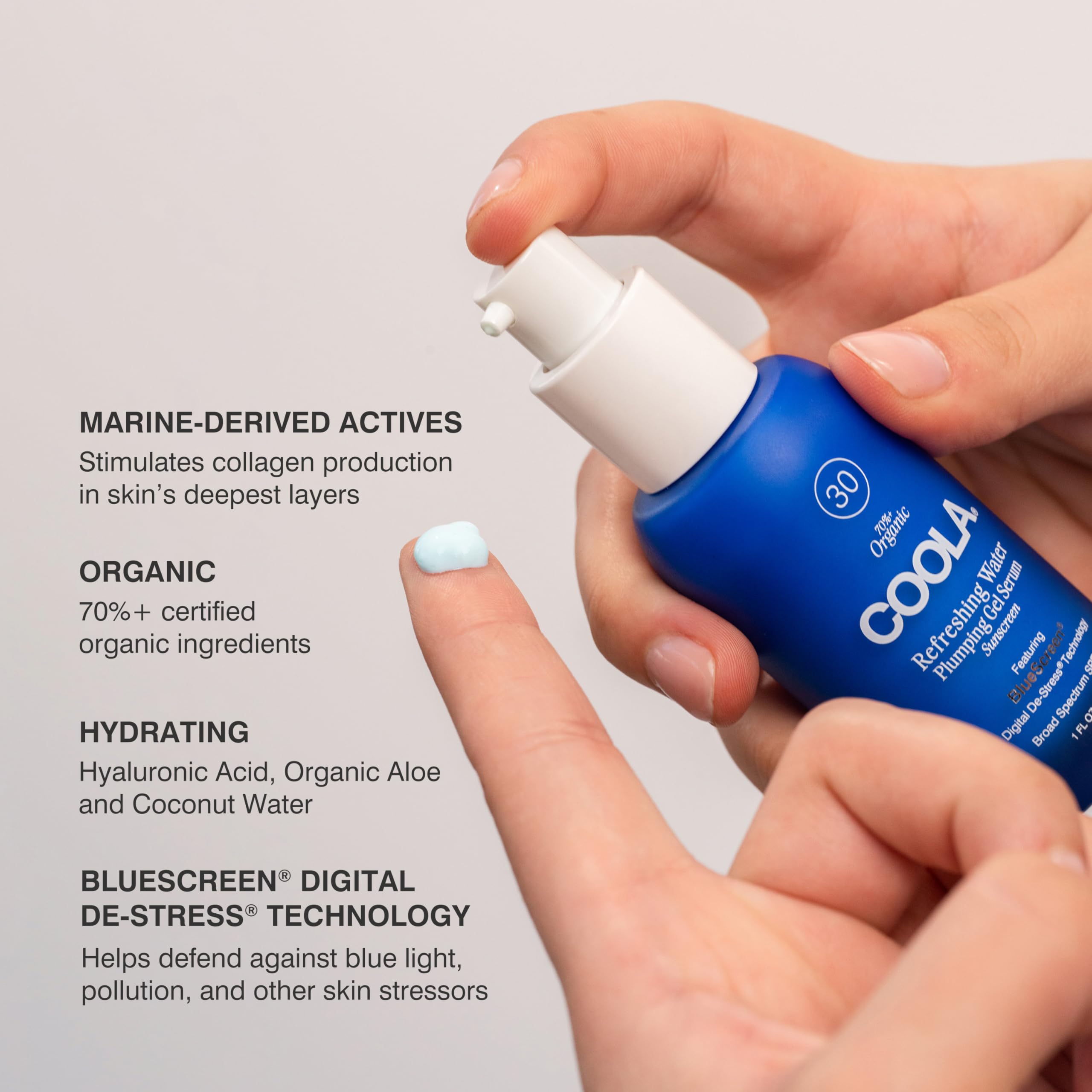 Coola Refreshing Water Plumping Gel With Spf 30, Dermatologist Tested Face Sunscreen With Hyaluronic Acid, Organic Aloe, And Coc