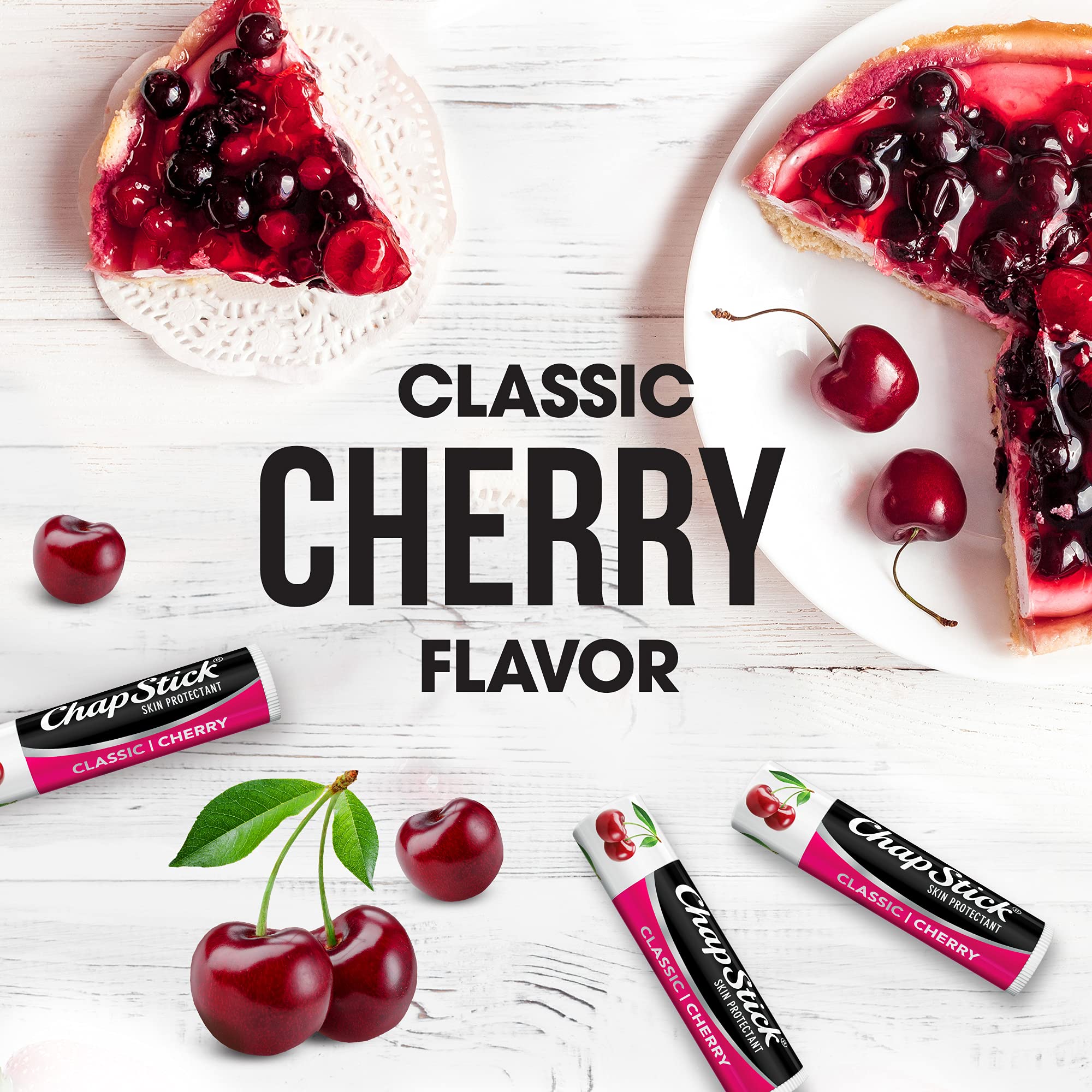 Chapstick Classic Cherry Lip Balm Tube, Flavored Lip Balm For Lip Care On Chafed, Chapped Or Cracked Lips - 0.15 Oz (Pack Of 12)