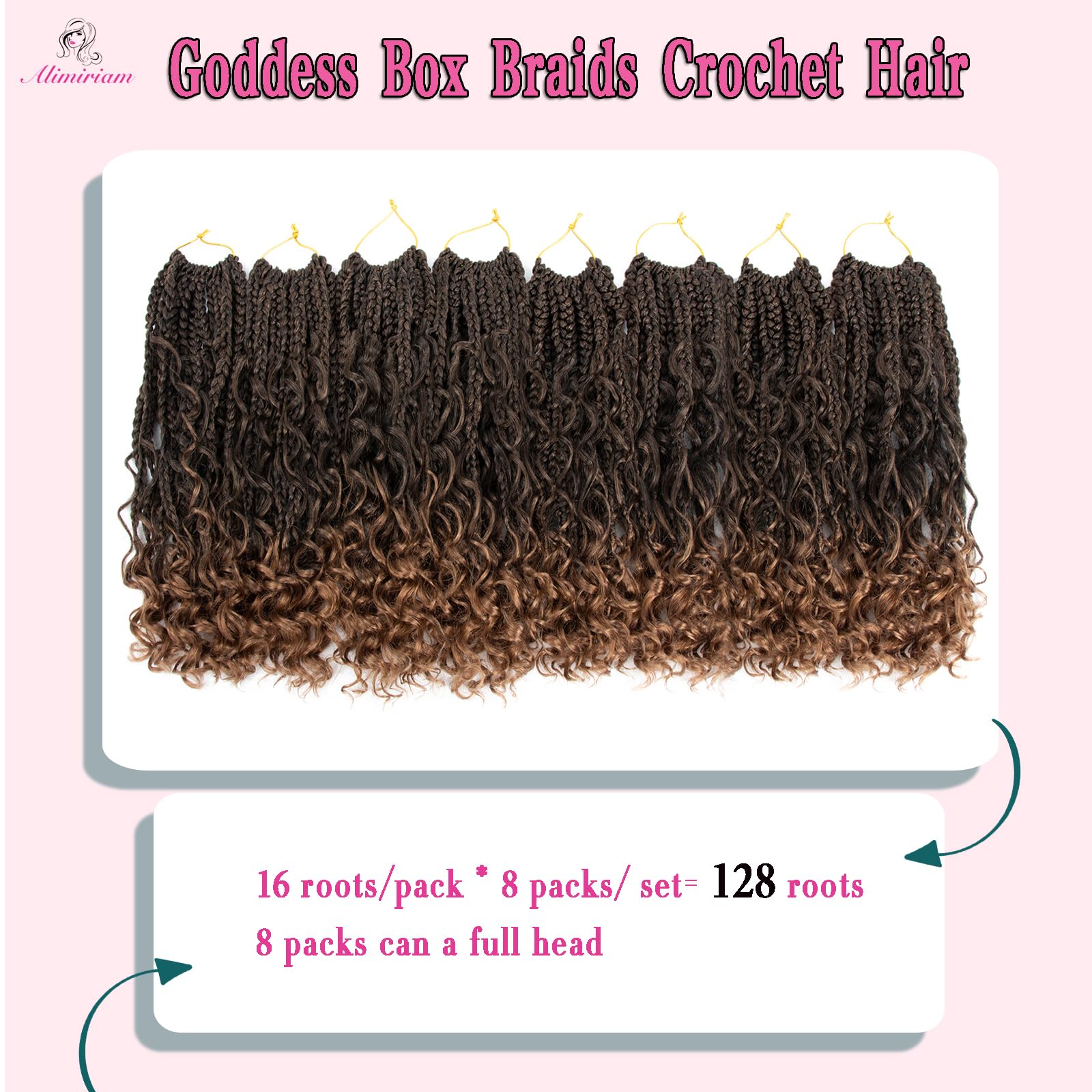 Boho Box Braids Crochet Hair 14 Inch 8 Packs Box Braid Crochet Hair With Curly Ends Goddess Box Braids Crochet Hair Extensions F