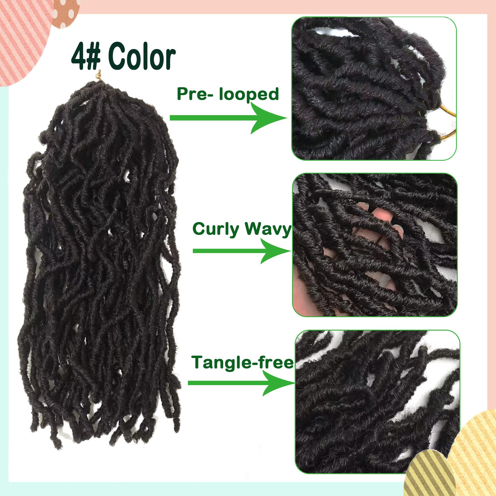 Short Soft Locs Crochet Hair 14 Inch 8 Packs New Faux Locs Wavy Dreadlocks Crochet Braids, Soft Goddess Braids Crochet Hair Curl