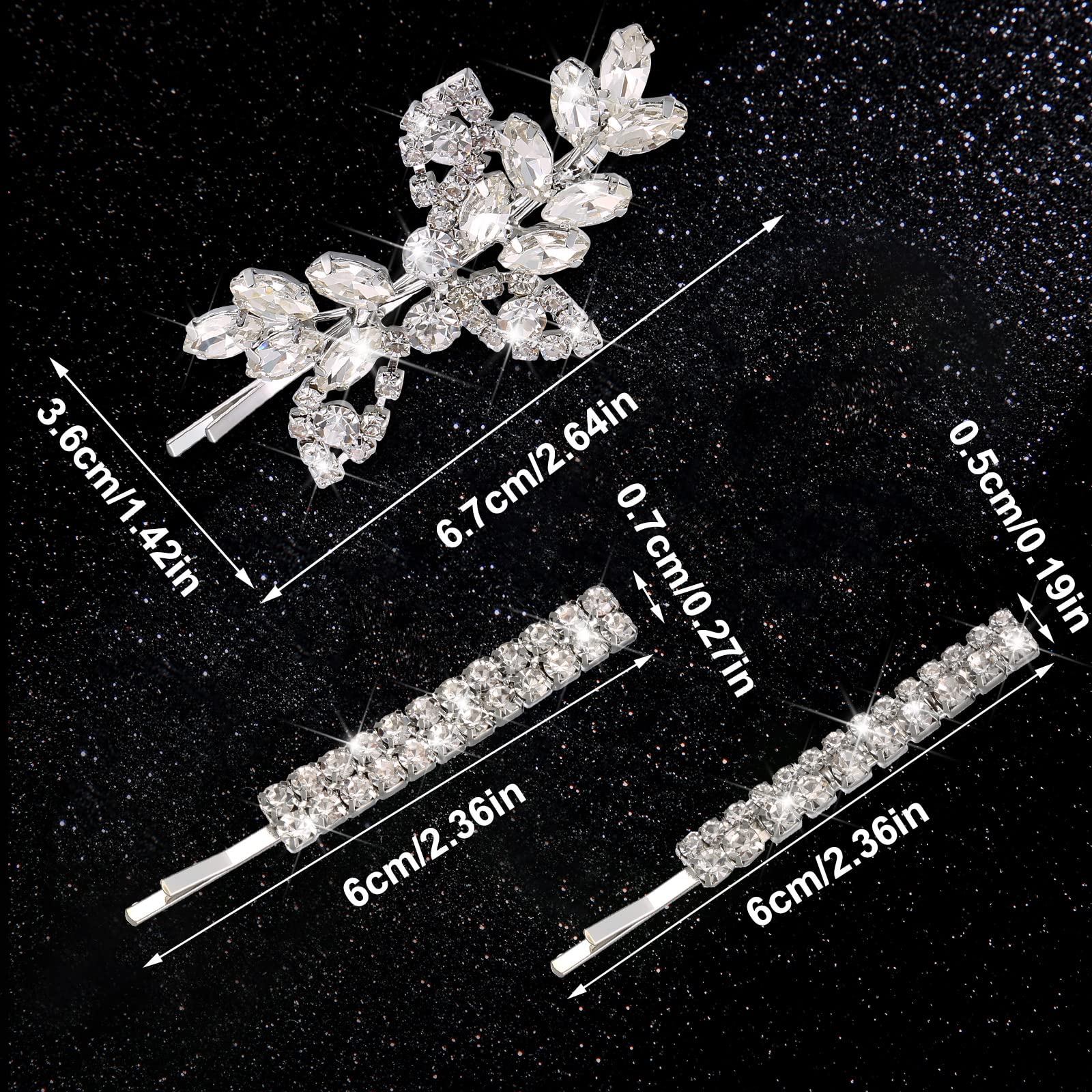 4 Pieces Rhinestone Bridal Hair Clip Leaf Wedding Hairpin Bride Pearl Crystal Hair Clips Rhinestone Barrette Elegant Bridal Hair