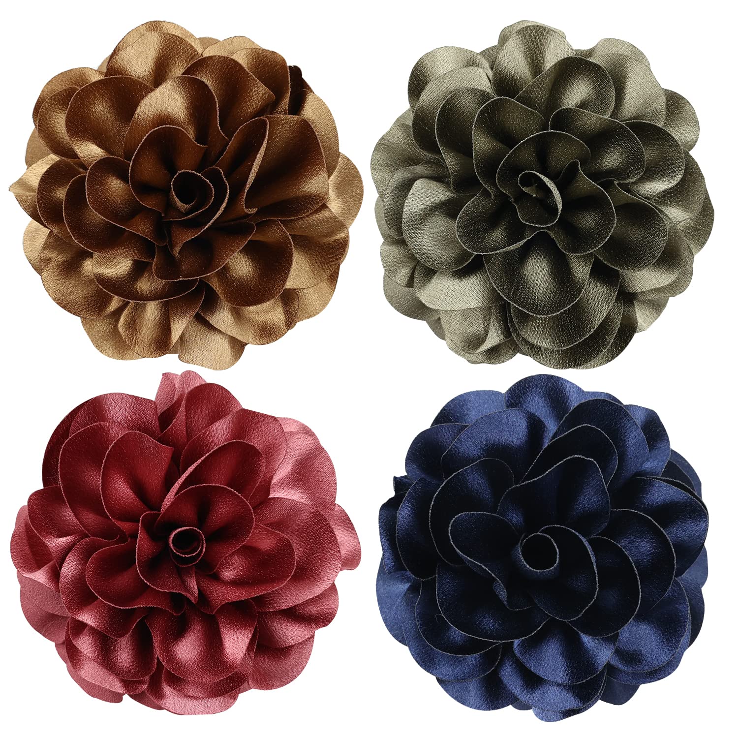 Cinaci 4 Pack Black Plastic Hair Claws Clips With Big Large Satin Rose Flower Bow Barrettes Clamps Bun Chignon Updo Holders Hair