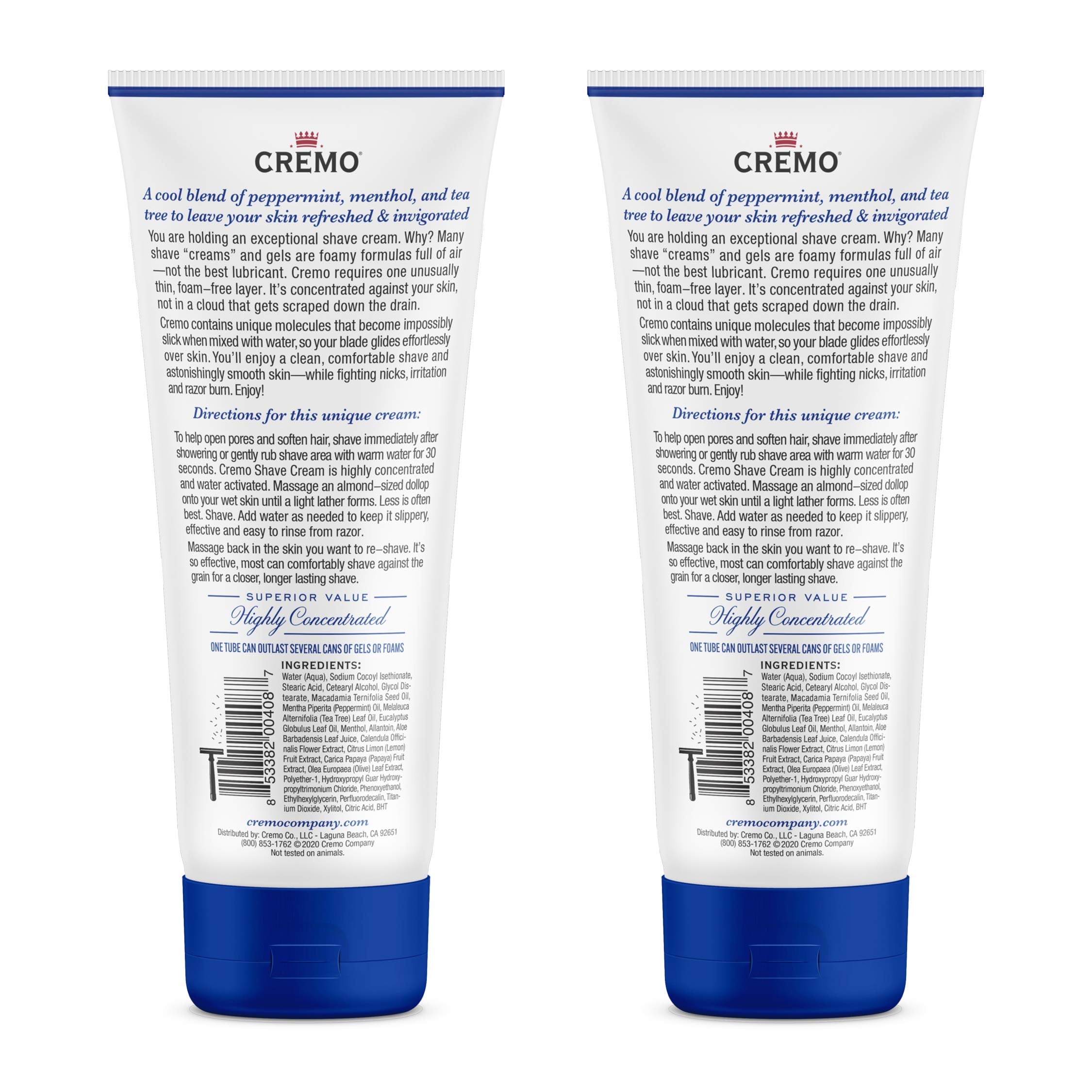 Cremo Barber Grade Cooling Shave Cream, Astonishingly Superior Ultra-Slick Shaving Cream Fights Nicks, Cuts And Razor Burn, 6 Fl