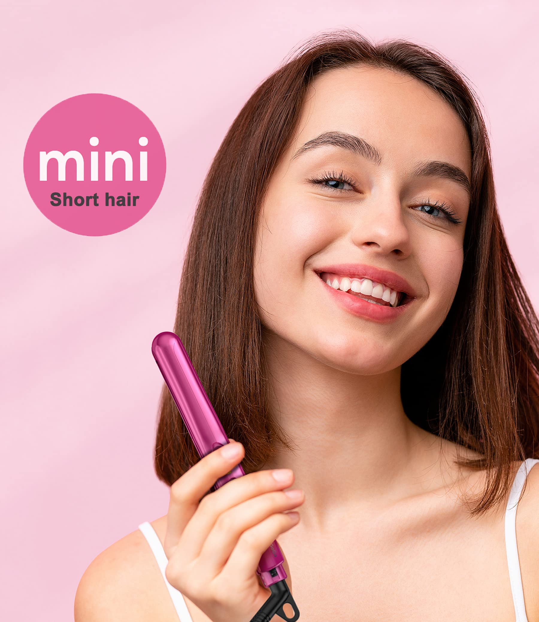 Terviiix Mini Flat Iron For Travel, 1/2'' Small Hair Straightener For Short Hair/Bangs, 0.5'' Portable Ceramic Straightening Iro