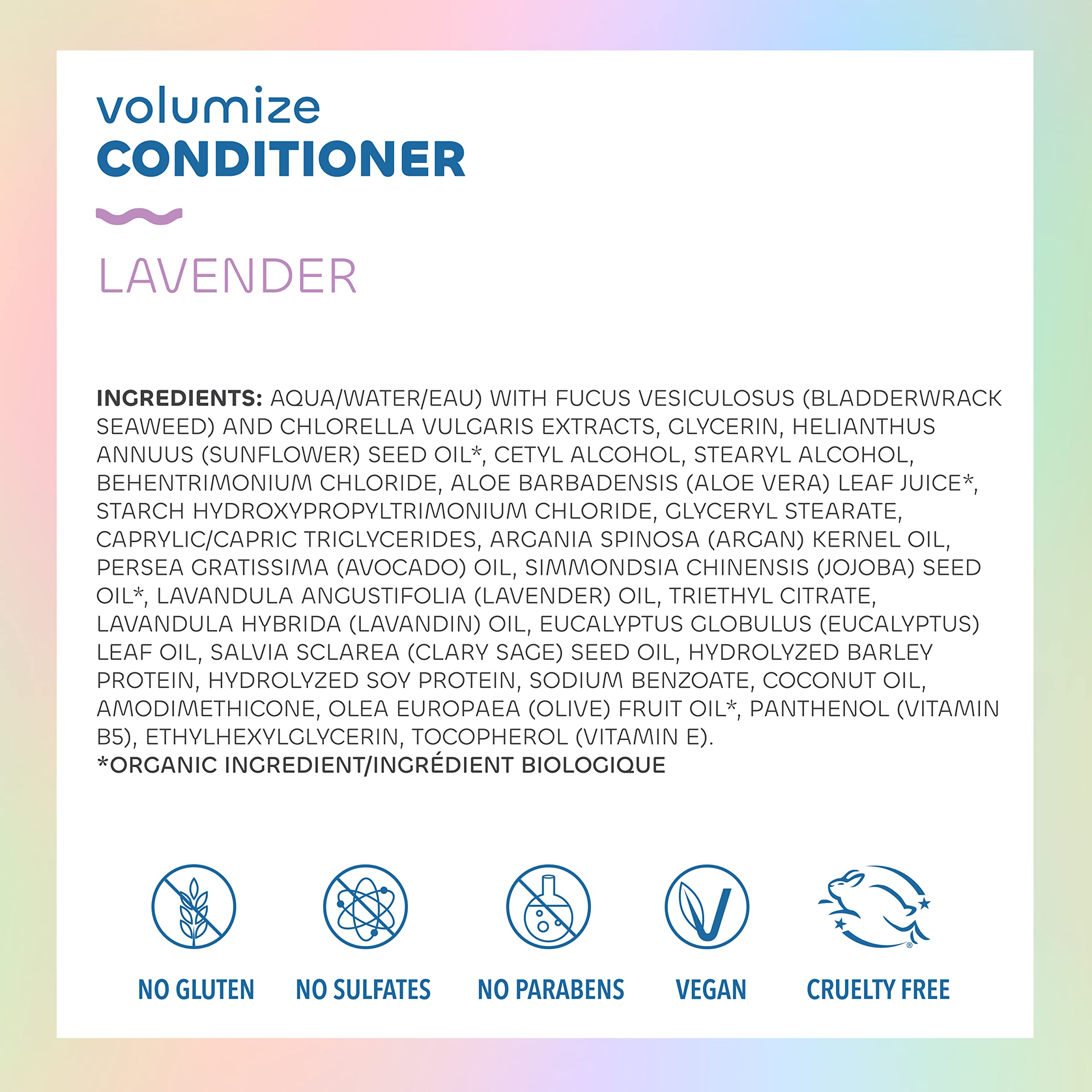 Seaweed Bath Co. Volumize Conditioner, Lavender Scent, 12 Ounce, Sustainably Harvested Seaweed, Green Algae, Barley Protein, For