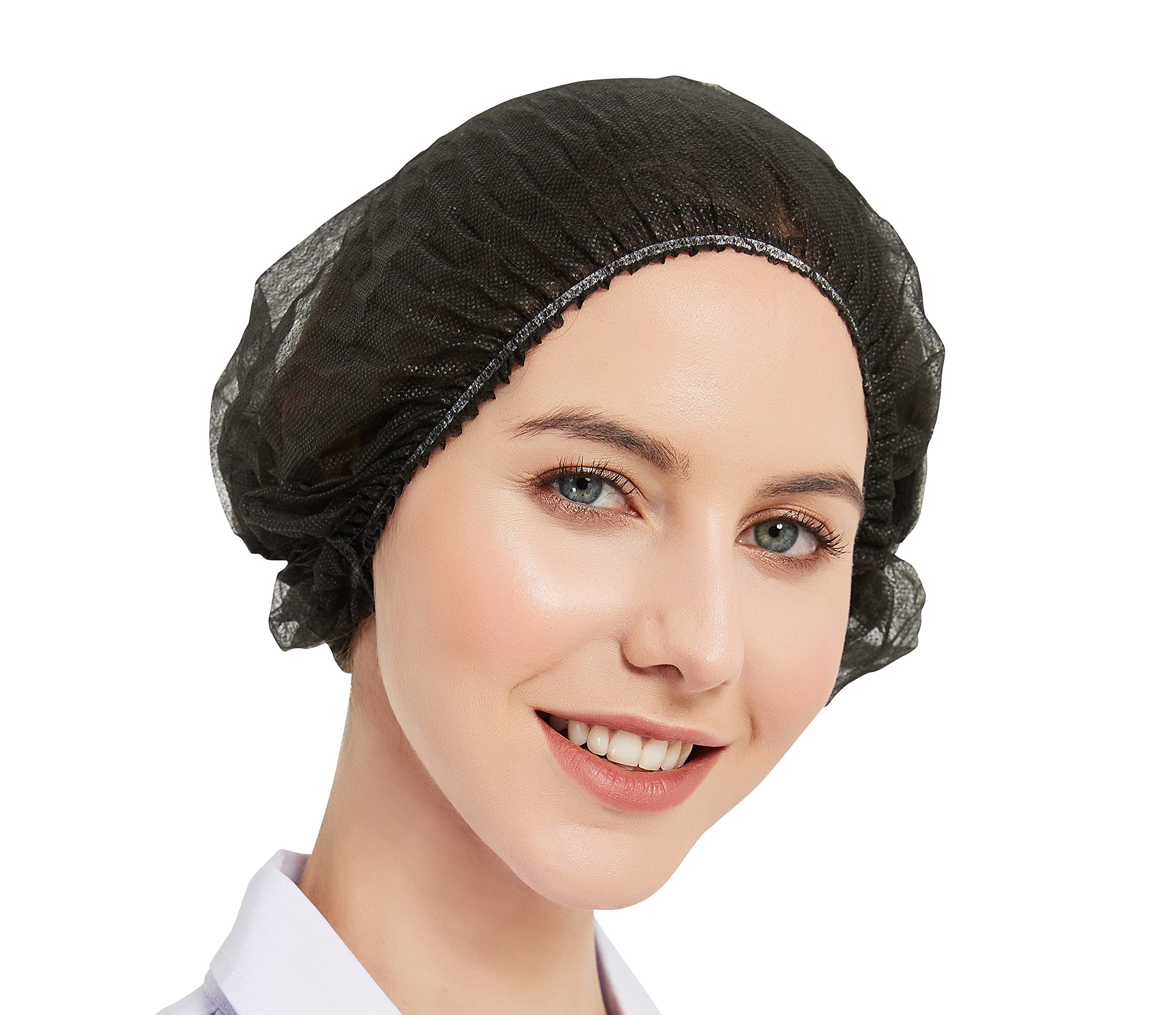 ProtectX 100-Pack Black Disposable Hair Nets, Elastic Head Cover, Bouffant Caps, Sanitation Head Cover for Food Service, Spa Men