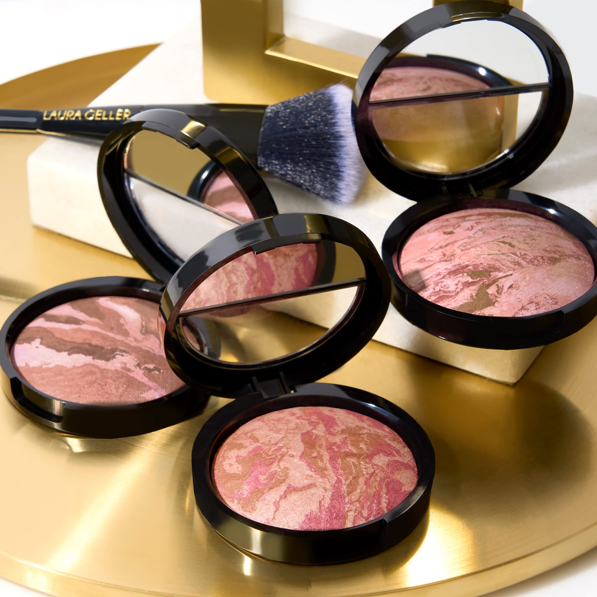 LAURA gELLER NEW YORK Baked Blush-n-Bronze Marbleized 2-in-1 Sculpting Bronzer Blush - ginger Bronze - contour Face with a Radia