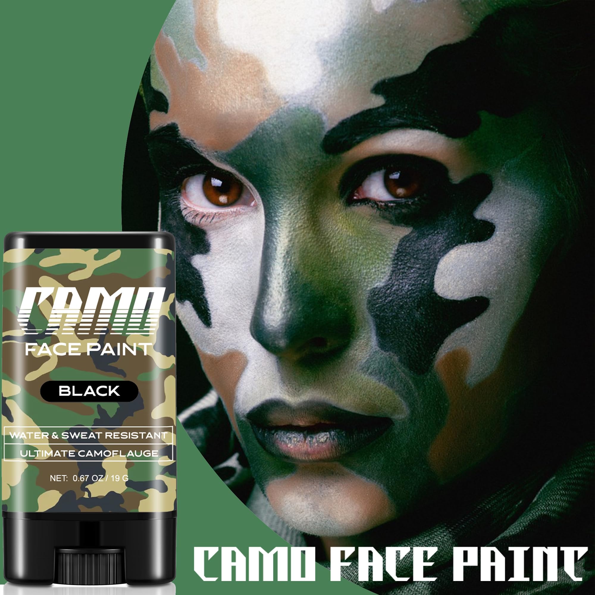 CCbeauty Forest Camo Face Paint - Sports Green Eye Black Stick,Camouflage Hunting,Football,Baseball Accessories,Sweat Resistant