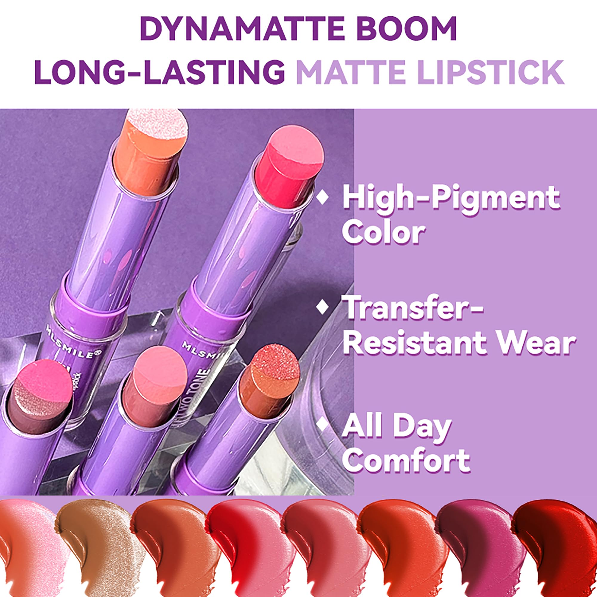Easilydays Glitter Matte Lipstick, 2 In 1 Two Tone Waterproof Lip Gloss, Sparkling High Pigment Longlasting Smudgeproof Non-Stic