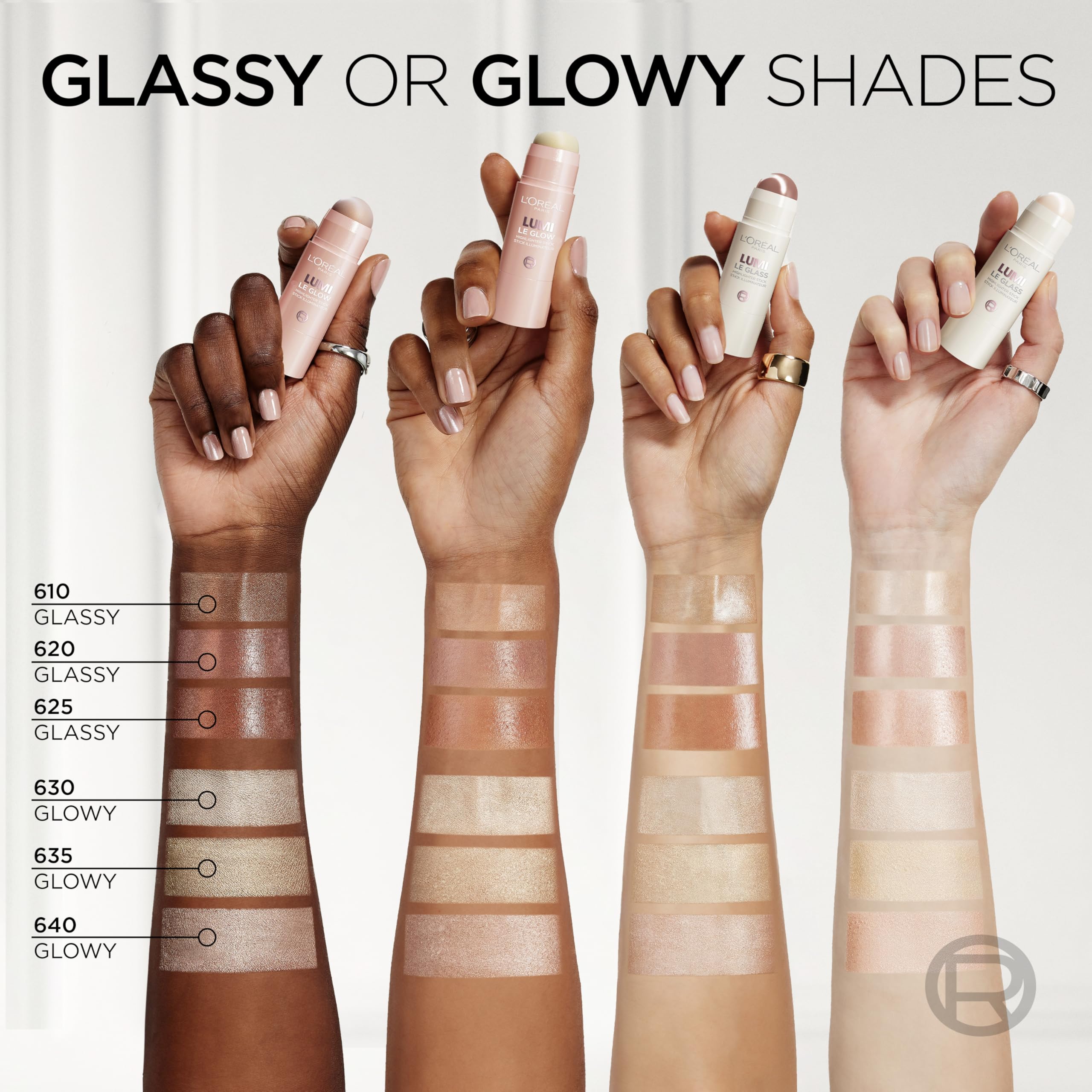 LOr  al Paris True Match Lumi Le Glass Highlighter Stick, Reflective, Translucent, Glassy Highlighter for Face and Body, 620 Pin