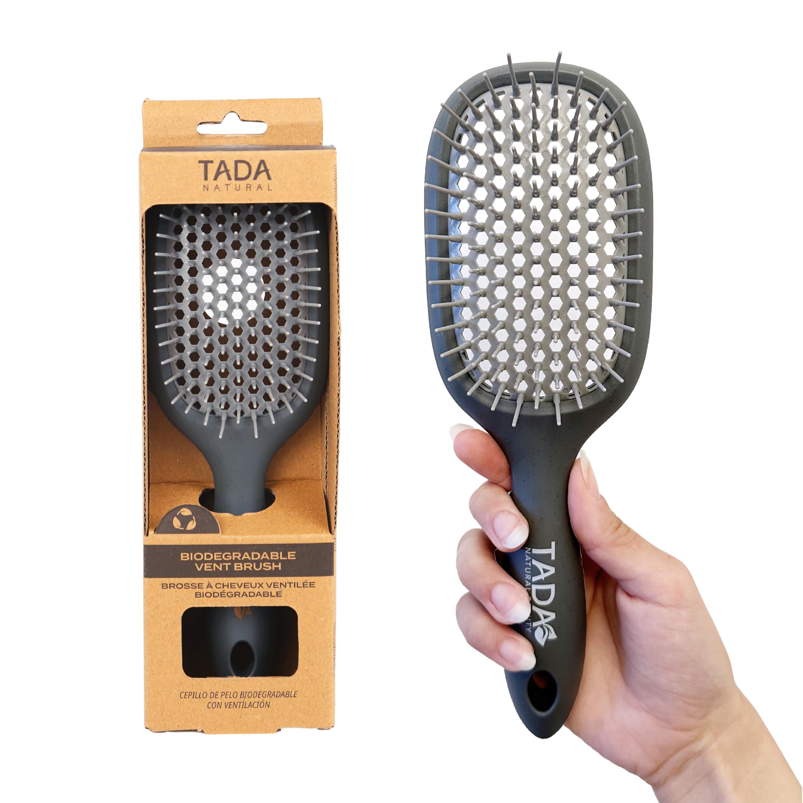 TADA BEAUTY Hair Brush for Women Men Kids, Detangler Brush for Curly Hair, Detangling Comb (Charcoal)