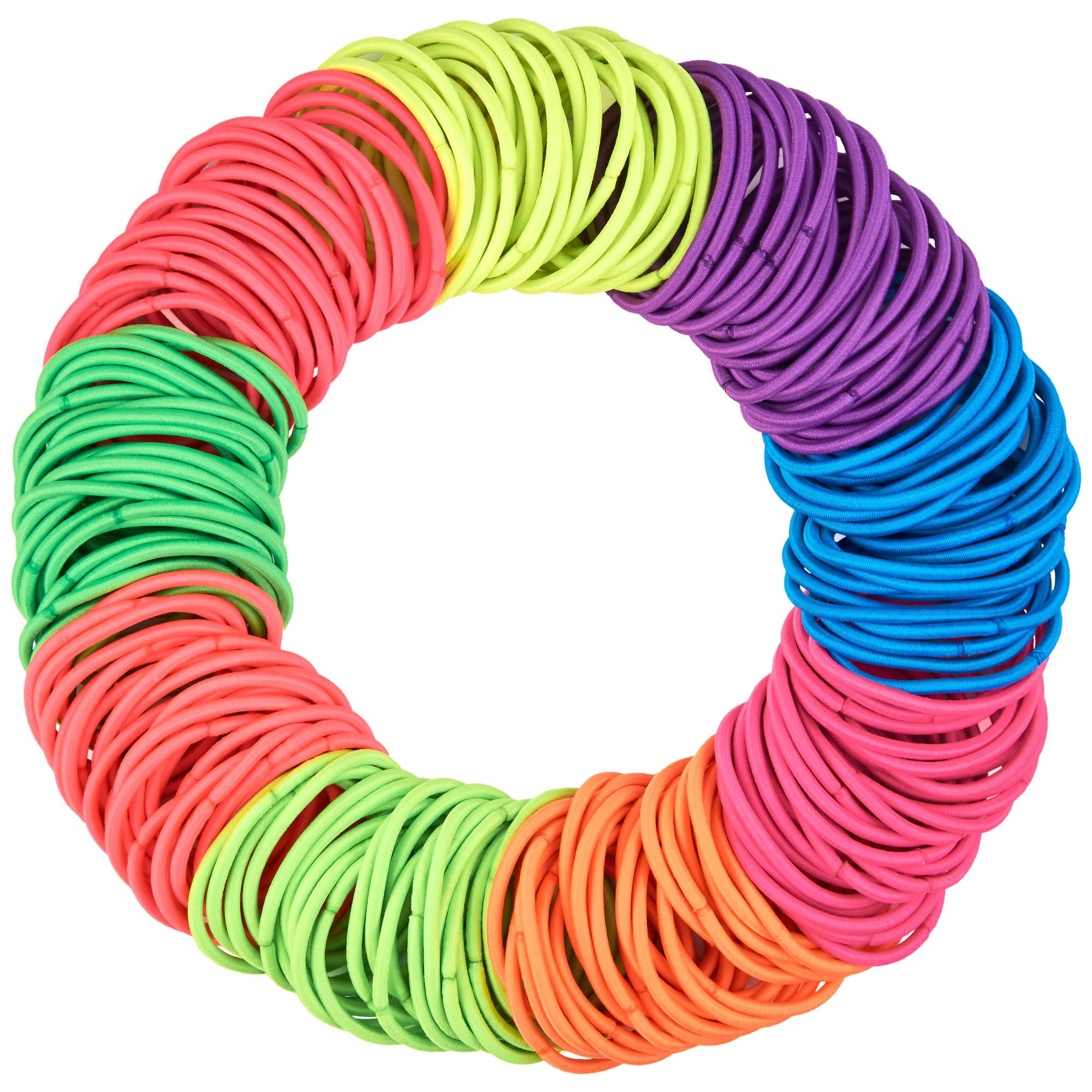 Expressions 216-Piece Hair Ties, 4mm Hair Elastics Neon Colors Value Pack, No Metal Hair Bands for Women, Durable Ponytail Holde