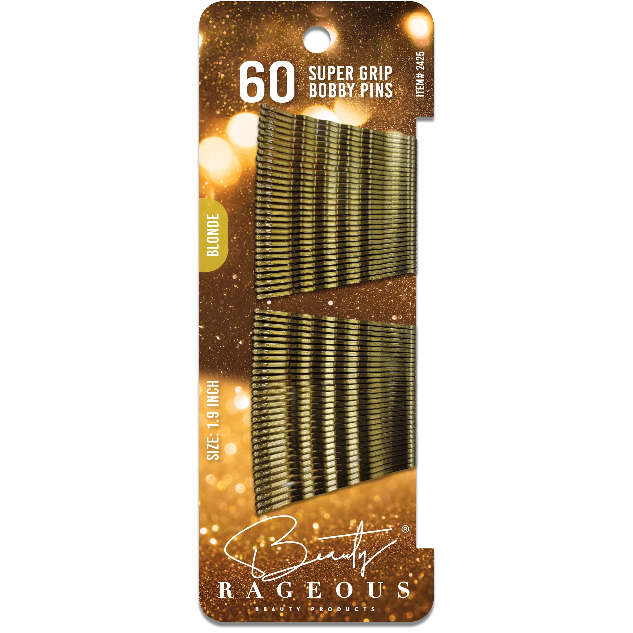Super Grip Bobby Pins - Women's 1.9 Inch - Easy, Secure, All Hair Types - Handy Reusable Tin (Blonde - 60 Ct Approx)