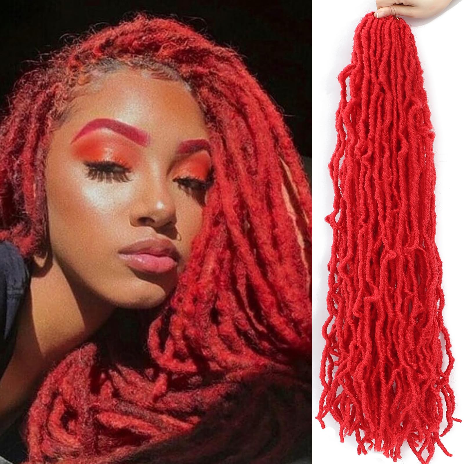 Faux Locs Crochet Hair Red Soft Locs 30 Inch 7 Packs Crochet Locs Natural Long Locs Crochet Hair For Women Synthetic Pre looped 