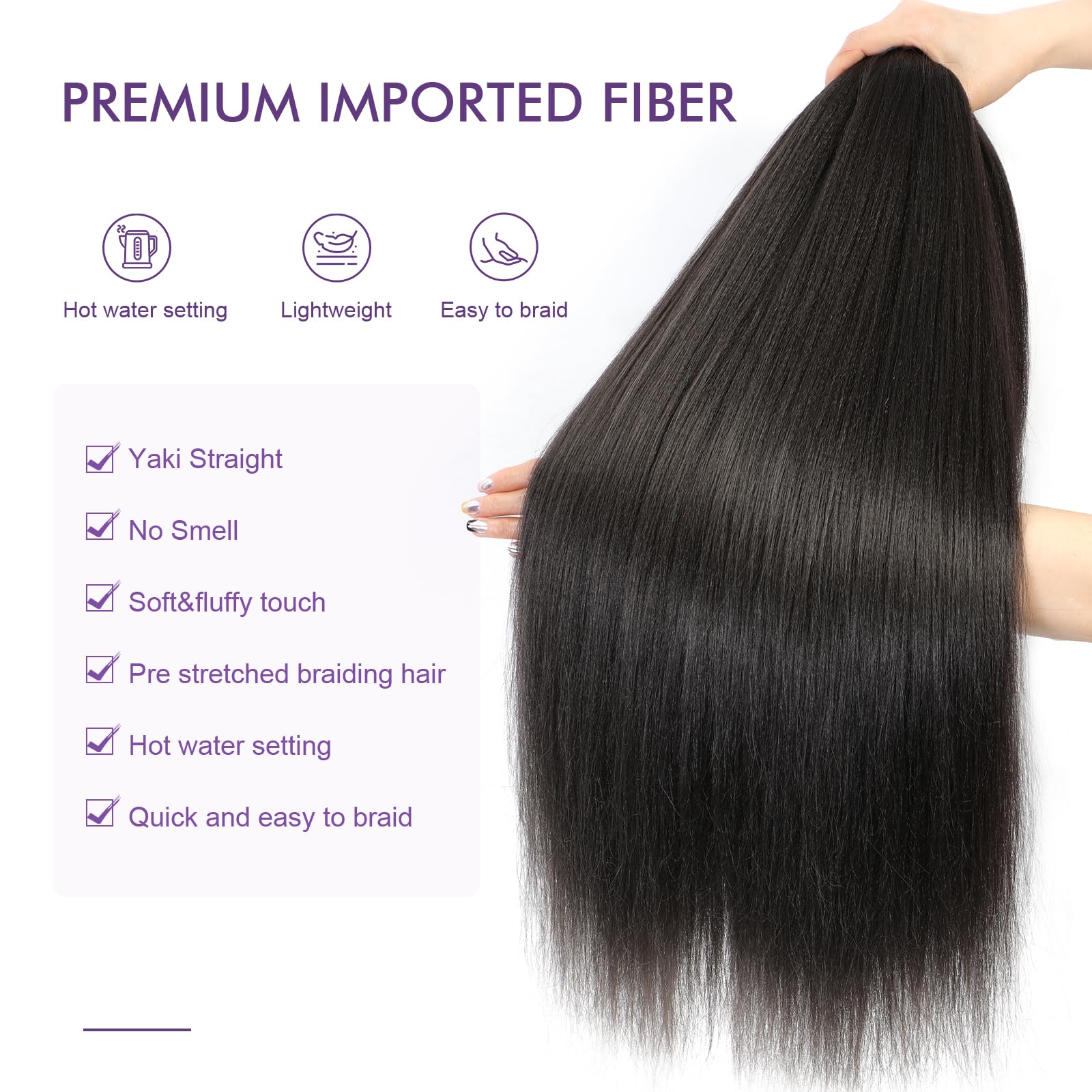 Rosdina Pre-Stretched Braiding Hair - 30 Inch 8 Packs Light Brown Super Long Braiding Hair For Twist Or Box Braids, Yaki Texture