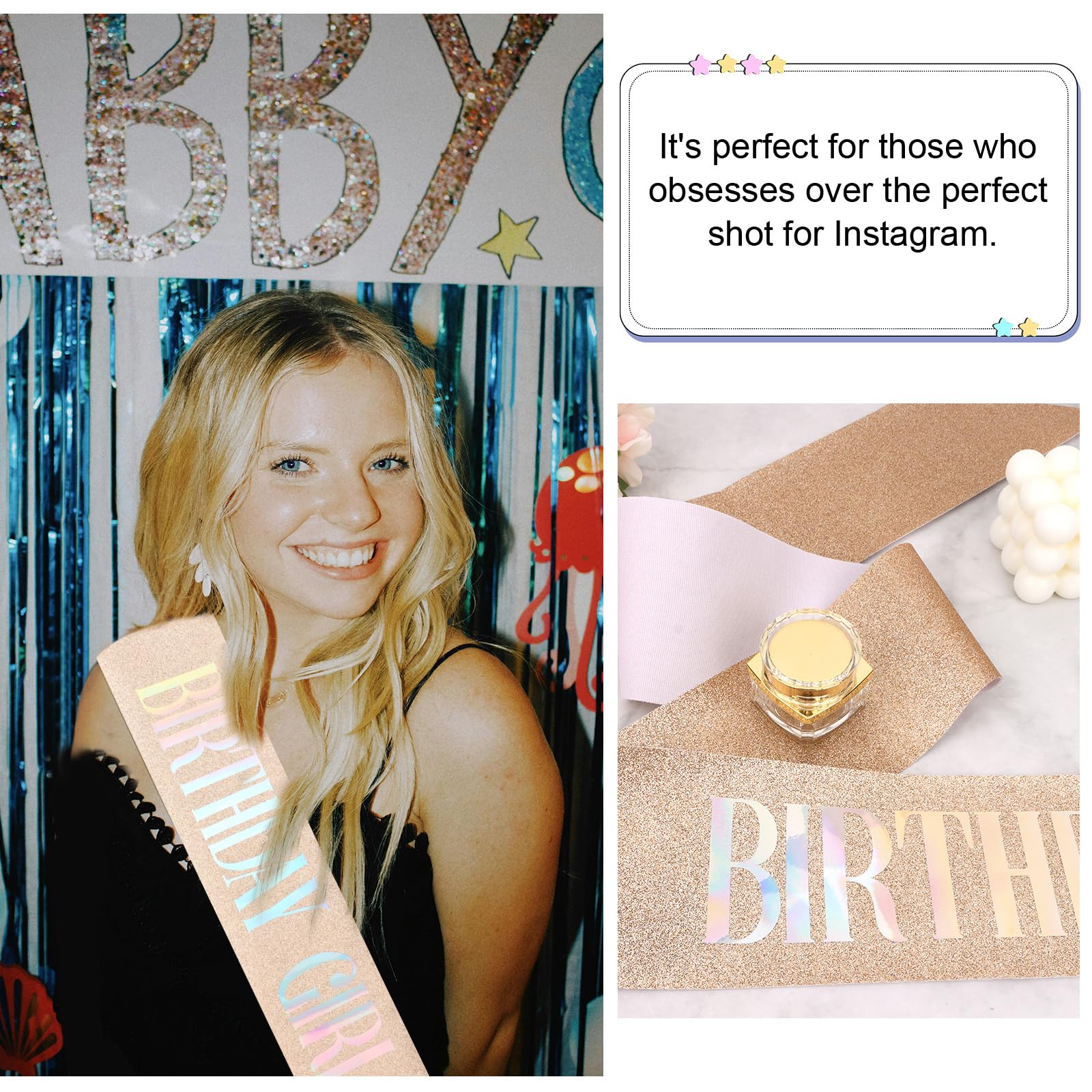 Cieher Rose Gold Queen Sash For 21St, 30Th Birthday Decorations And Gifts For Women And Girls, 67''L X 3.6''W