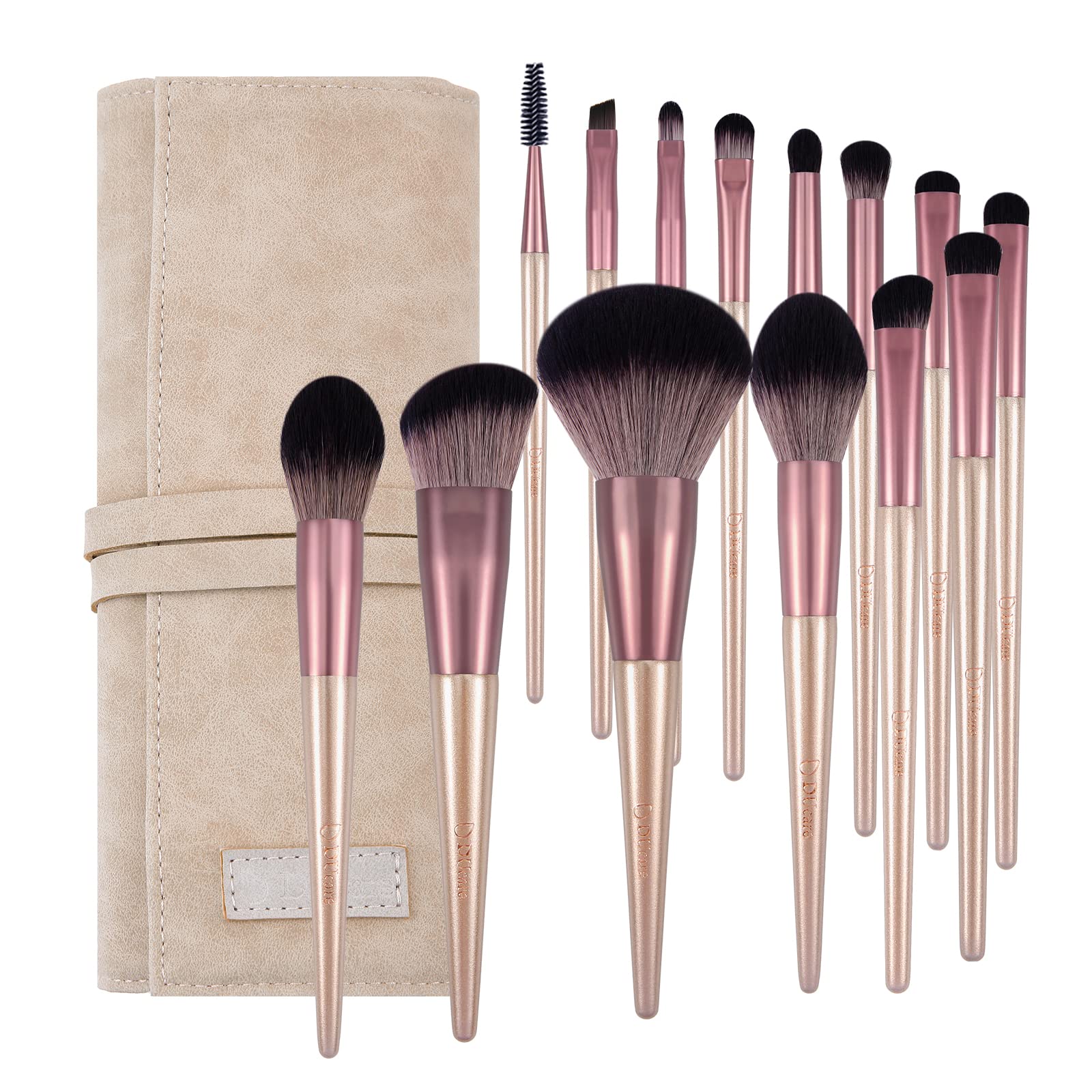 Ducare Makeup Brushes With Bag 14 Pcs Makeup Brushes Set Premium Synthetic Kabuki Powder Foundation Contour Blush Concealer Eye