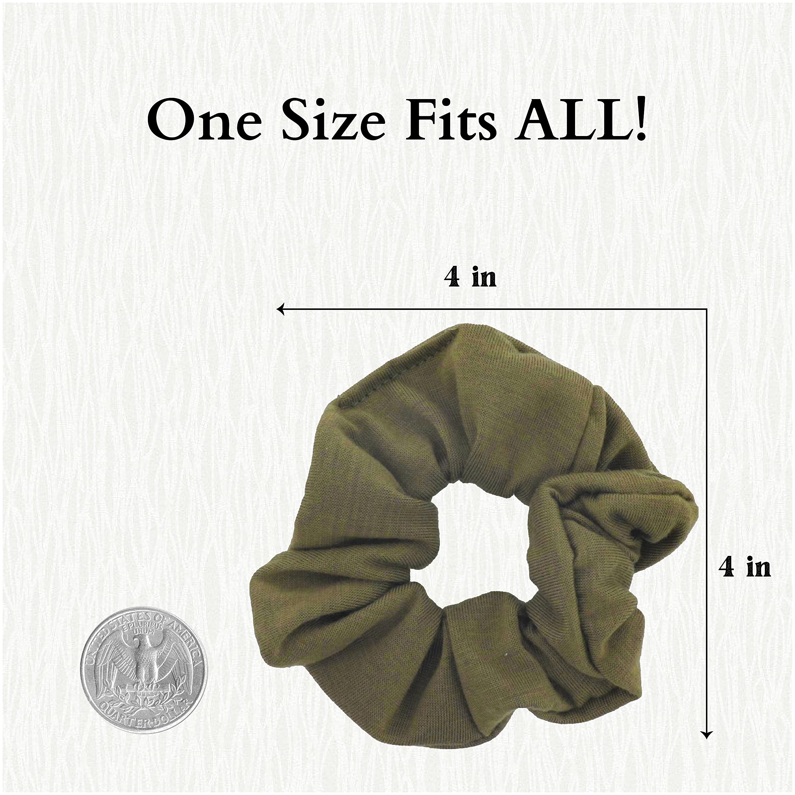12 Pack Solid Hair Ties Scrunchies (Olive)