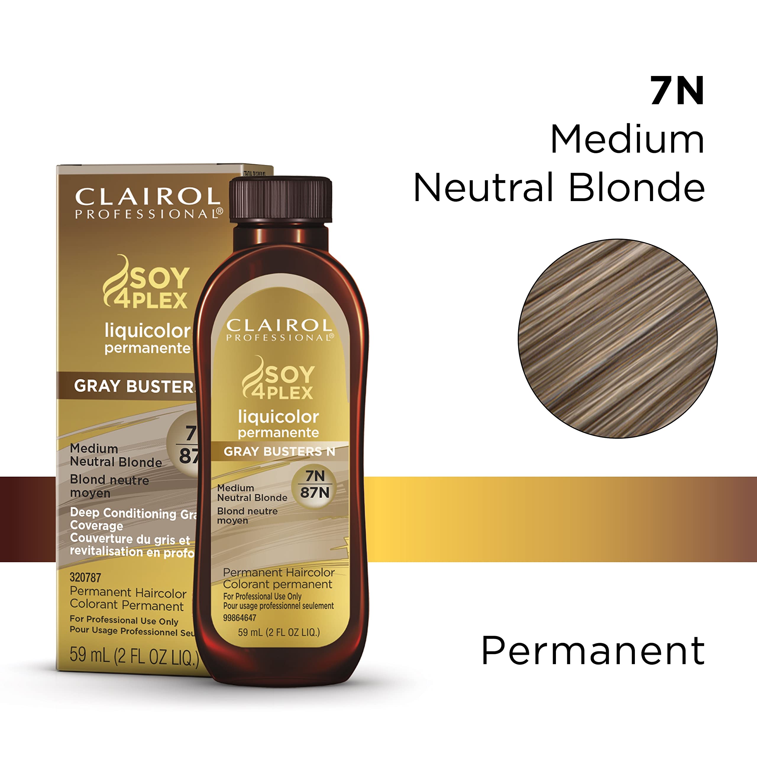 Clairol Professional Permanent Liquicolor For Blonde Hair Color, 7N Med Neutral Blonde, 2 Oz