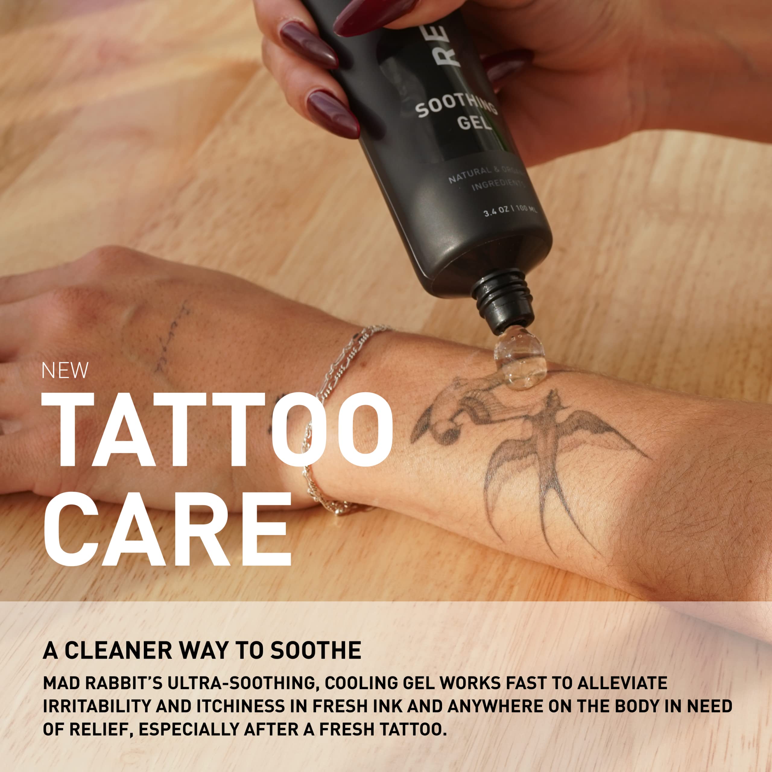 Mad Rabbit Repair Tattoo Aftercare Soothing Gel and Moisturizer for New Tattoos - Soothing Tattoo Care with Natural Ingredients,