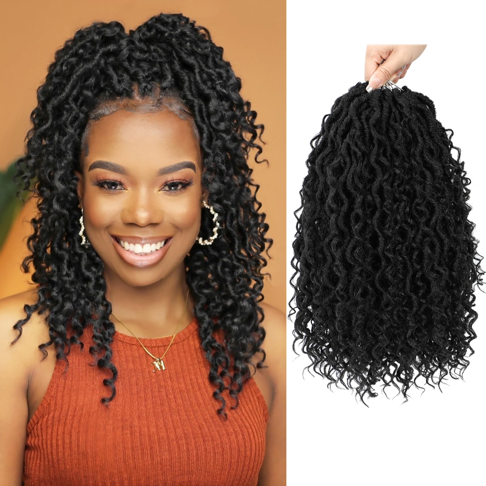 Forevery Goddess Locs Crochet Hair 14 Inch Faux Locs Crochet Hair 6 Packs PreLooped Crochet Hair for Women River Locs Crochet Ha