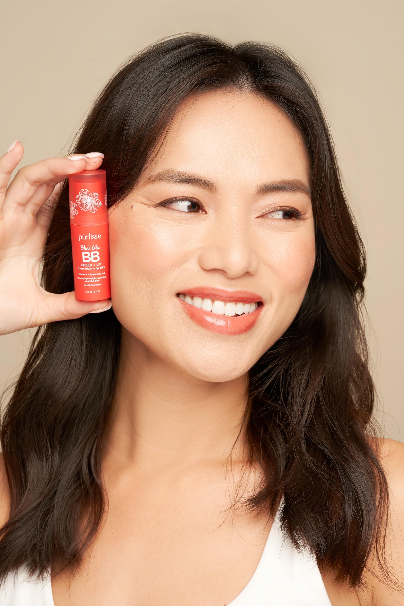 Purlisse Blush Stick, 2-In-1 Cheek Lip Tint Stick - 100% Natural, Vegan - Buildable Lightweight Shimmer Cream Blush, Hydrating F