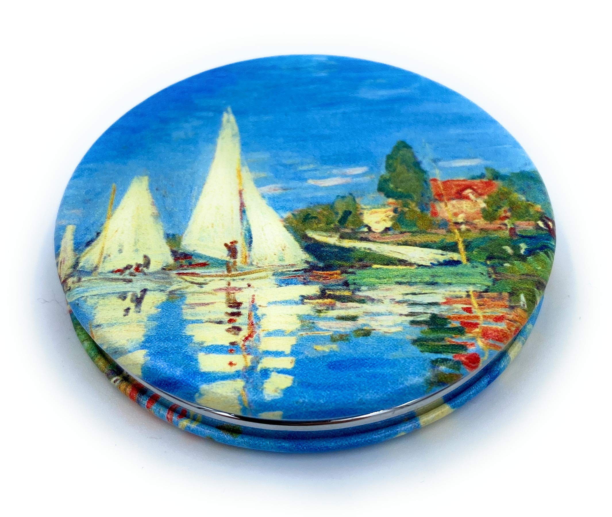 Small Compact Mirror For Men Small Bag Mirror Lightweight Portable Mirror Hand Mirror Claude Monet Sea Argenteuil Birthday Gift