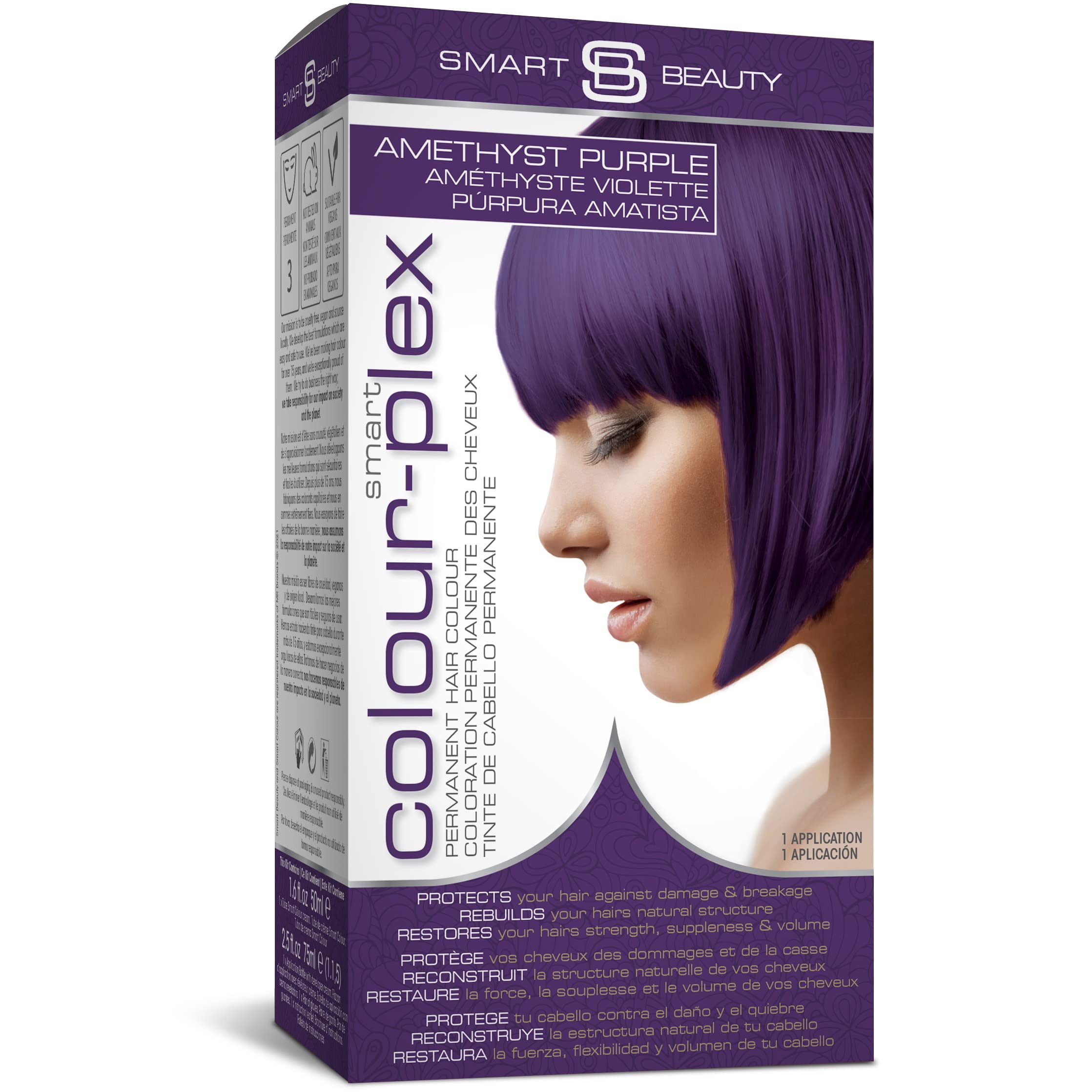 Smart Beauty Amethyst Purple Permanent Hair Dye, Vegan & Cruelty-Free, 100% Grey Coverage, 1 Count, For All Hair Types