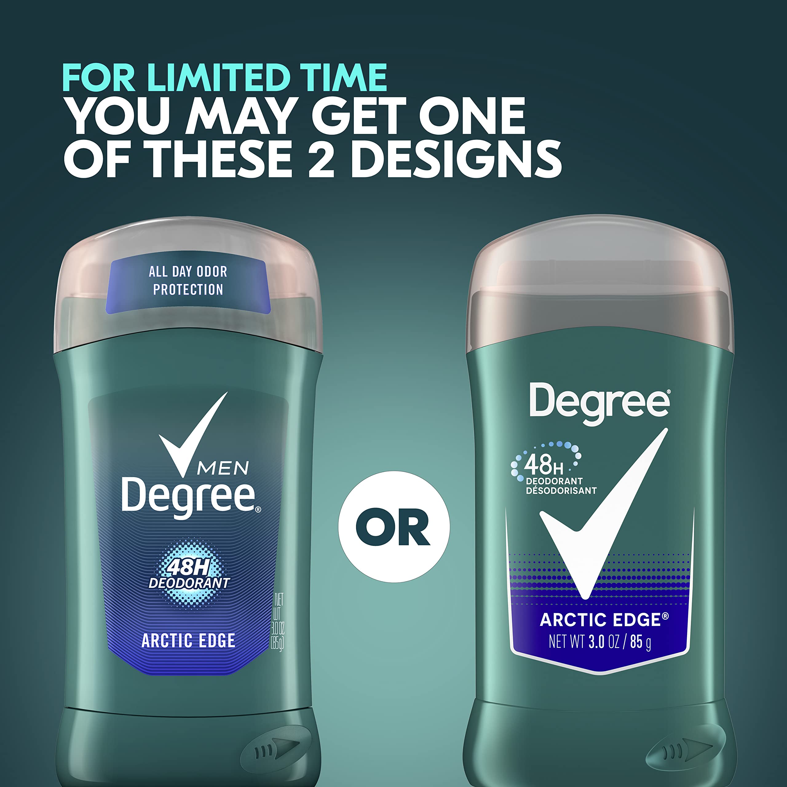 Degree Men Original Deodorant 48-Hour Odor Protection Arctic Edge Deodorant For Men 3 oz, Twin Pack