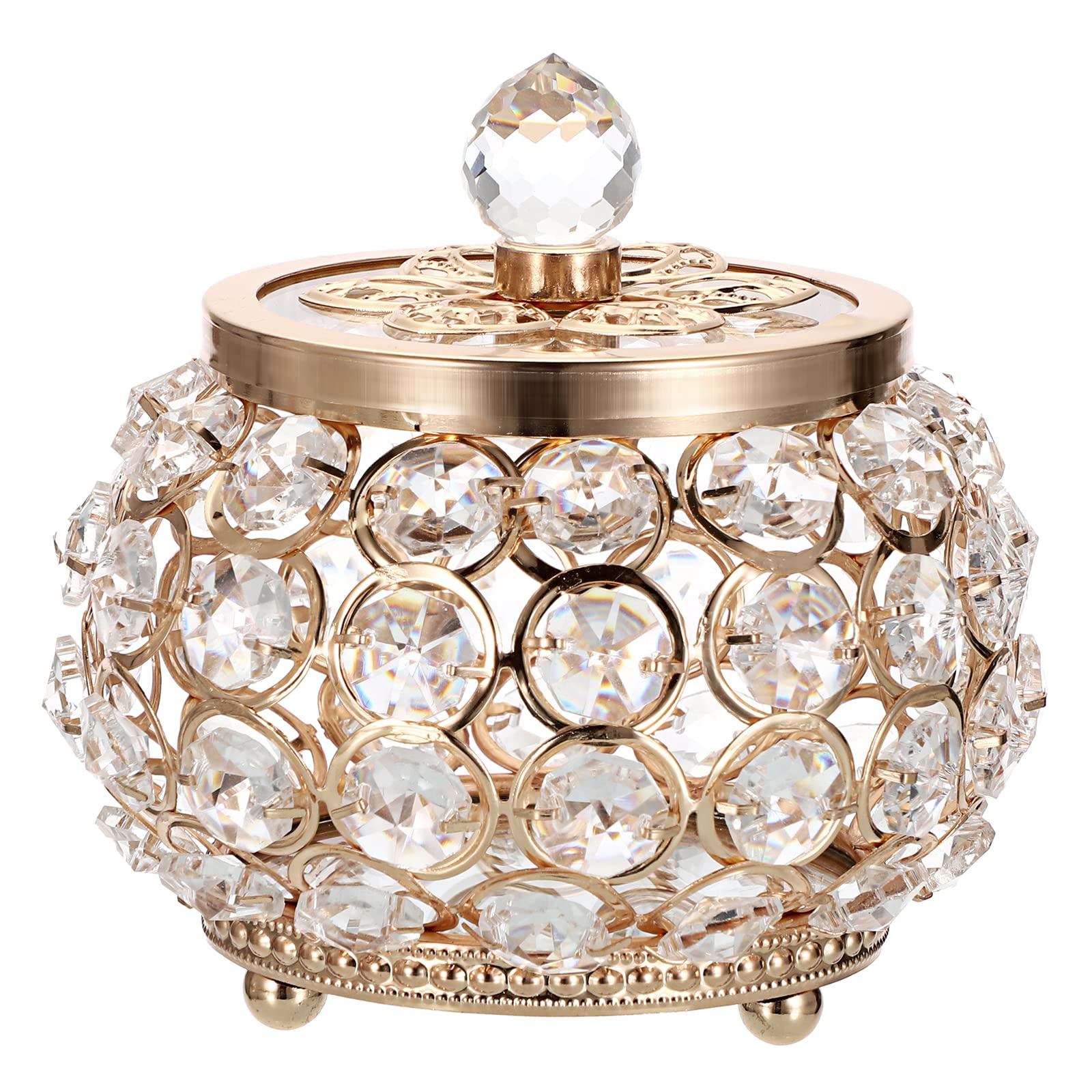 Hipiwe Crystal Jewelry Box with Glass Lid Small Trinket Organizer Mirrored Treasure Box Ring Holder Earrings Necklace Storage Bo