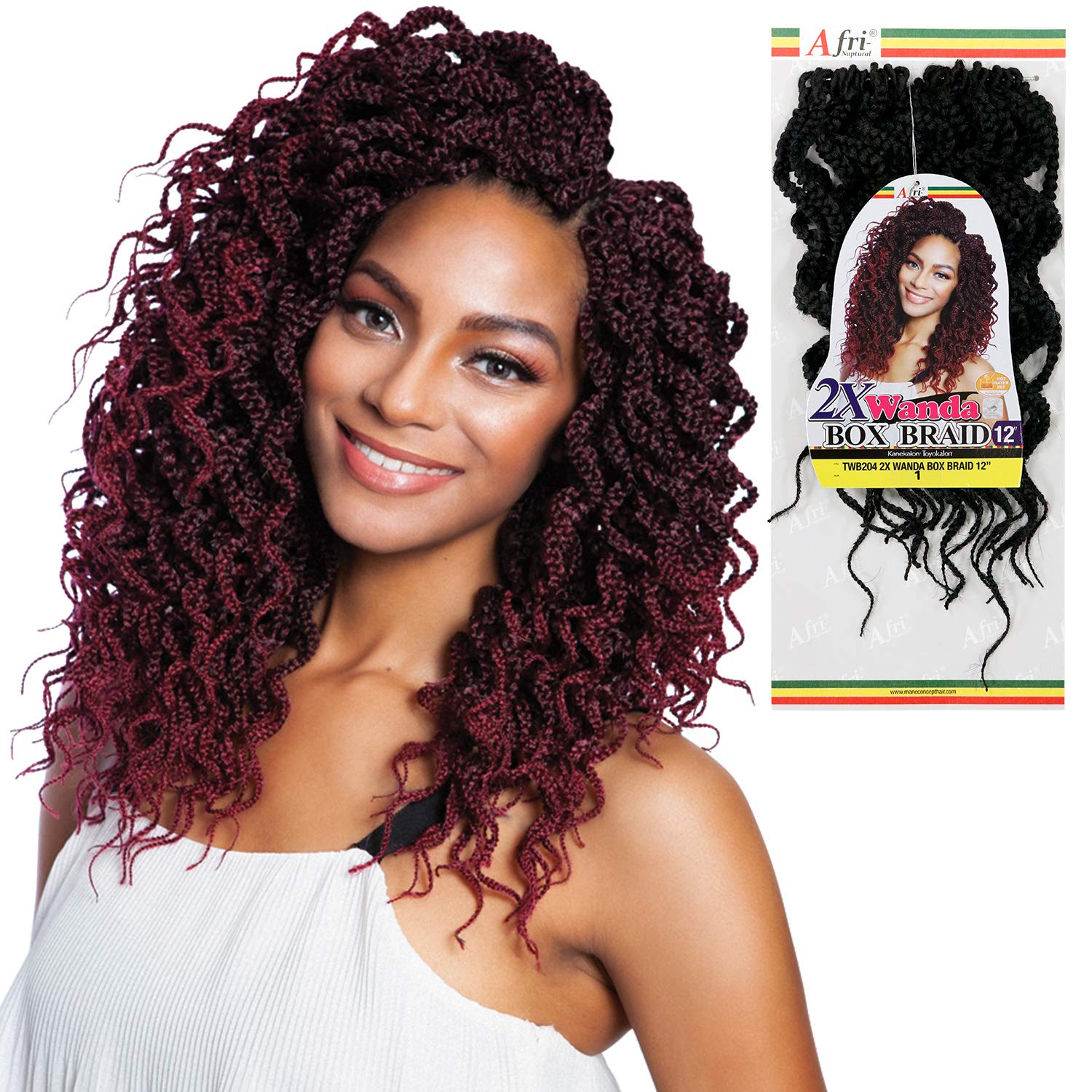 Multi Pack Deals! Mane Concept Synthetic Hair Crochet Braids 2X Wanda Box Braid 12'' (1-Pack, 1B)