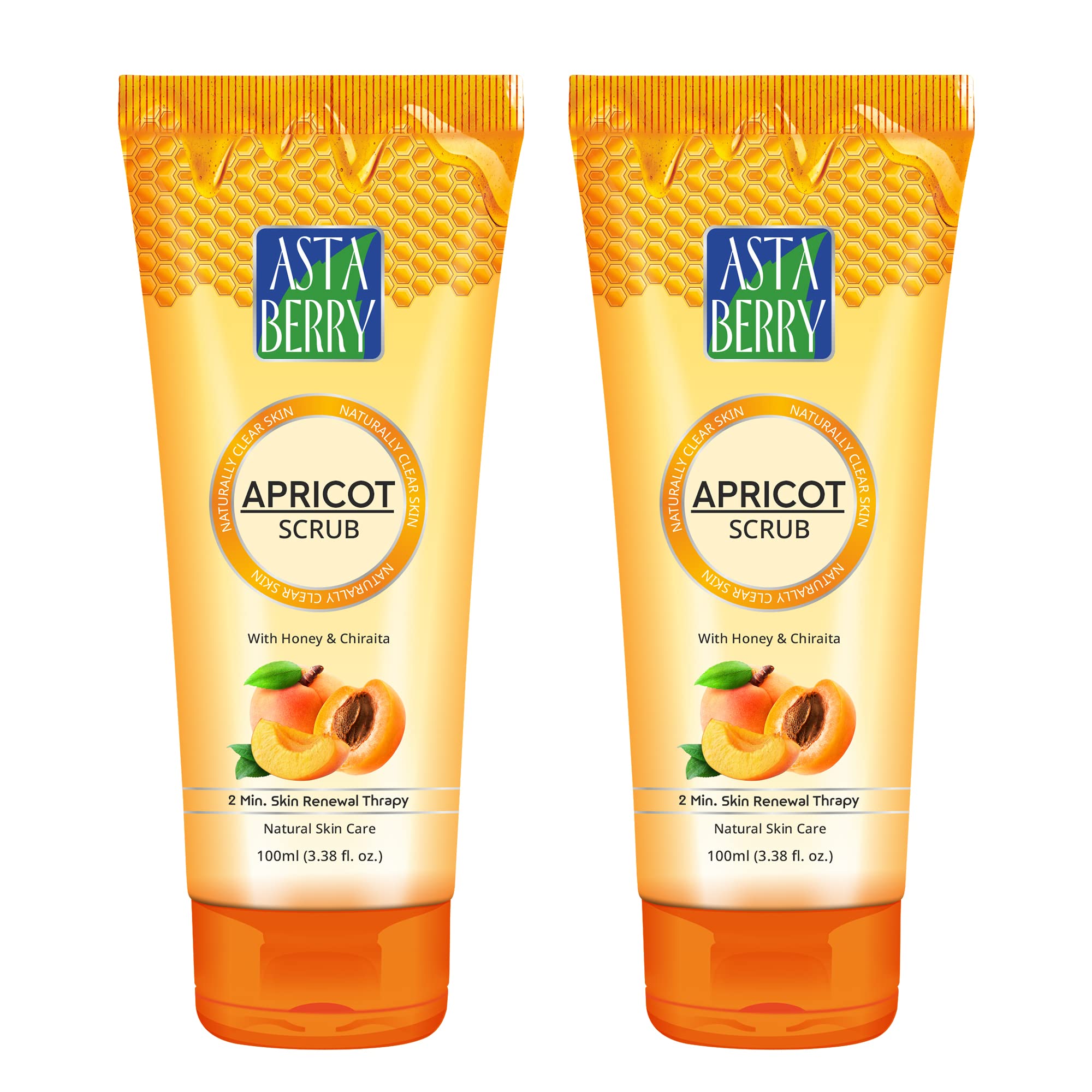 Astaberry Apricot Scrub With Honey & Chiraita | Dermatologist Formulated | All Skin Types | 2 Minute Skin Renewal Therapy | Natu